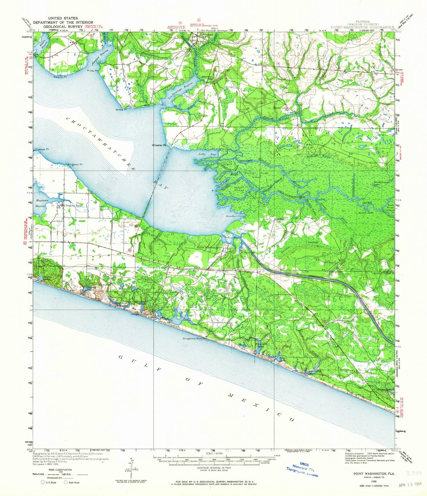 1936 Point Washington, FL - Florida - USGS Topographic Map