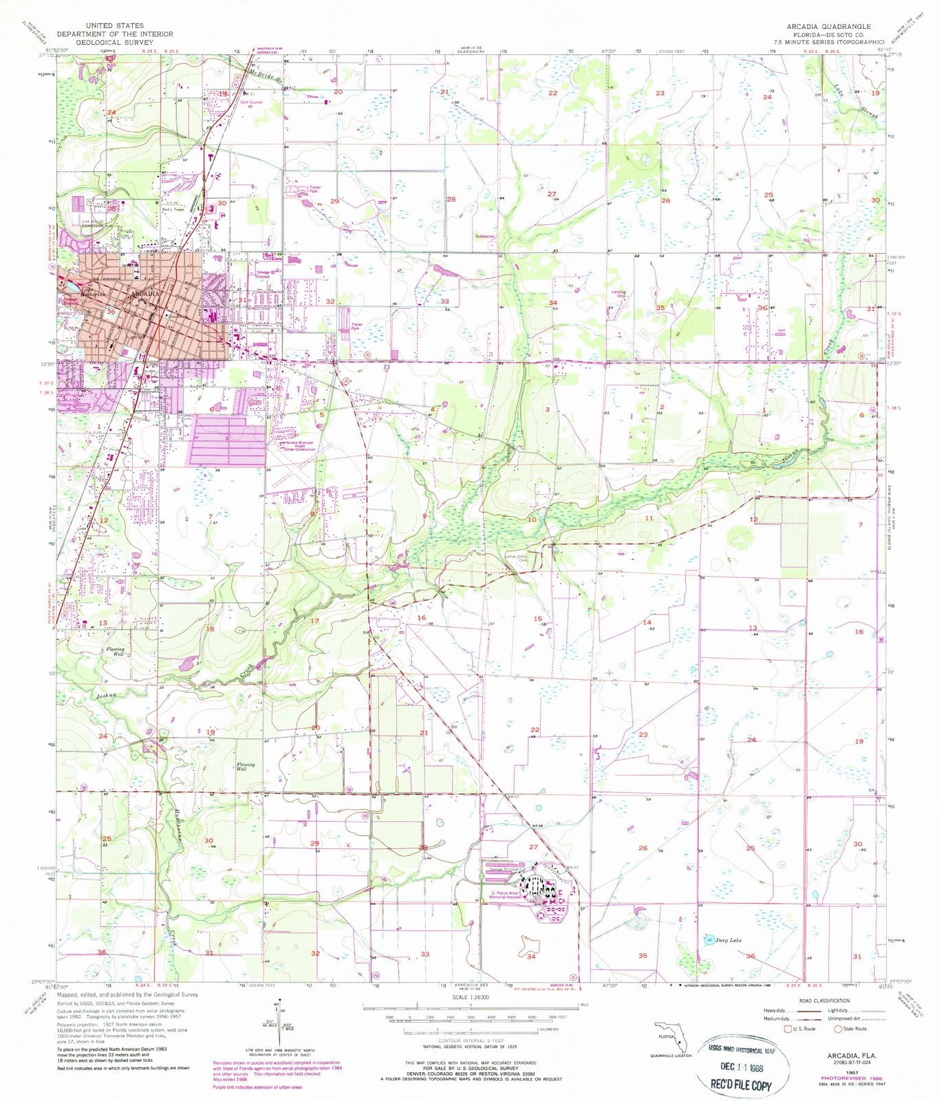 1957 Arcadia, FL - Florida - USGS Topographic Map