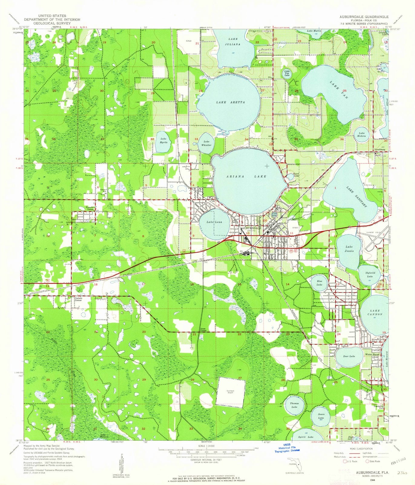 1944 Auburndale, FL - Florida - USGS Topographic Map v2