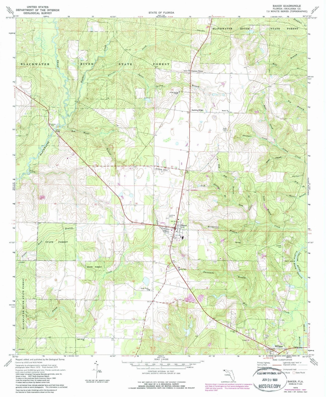 1973 Balance of Baker County, FL - Florida - USGS Topographic Map
