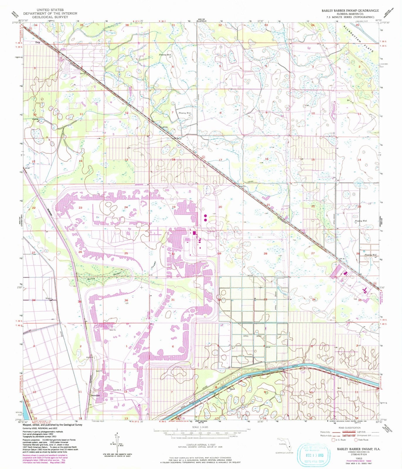 1953 Barley Barberamp, FL - Florida - USGS Topographic Map