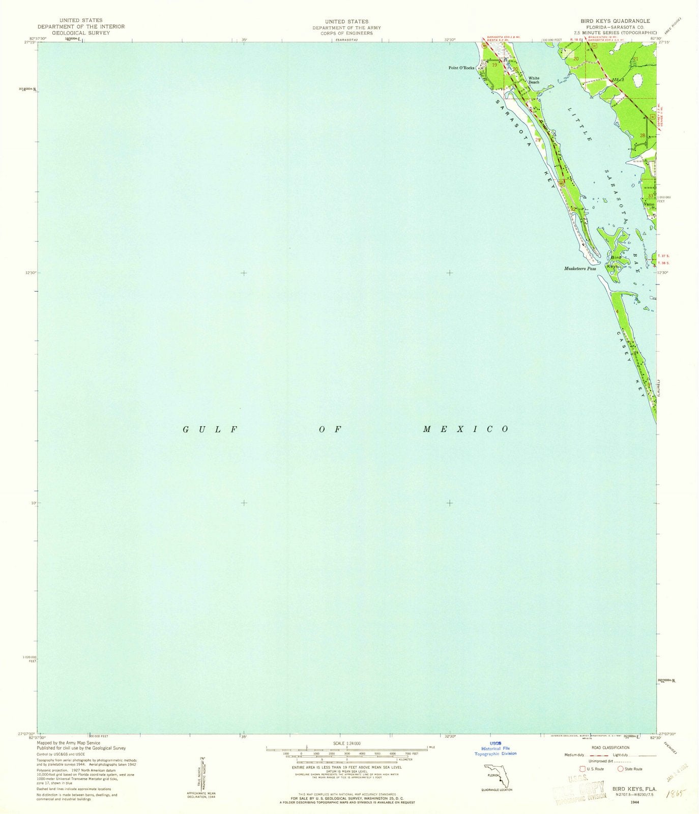 1944 Bird Keys, FL - Florida - USGS Topographic Map v2