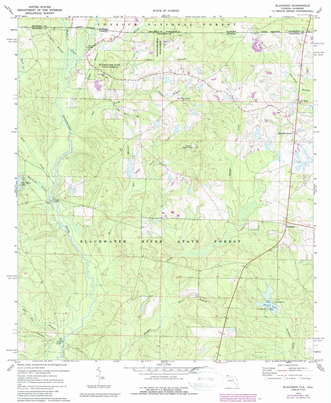 1973 Blackman, FL - Florida - USGS Topographic Map