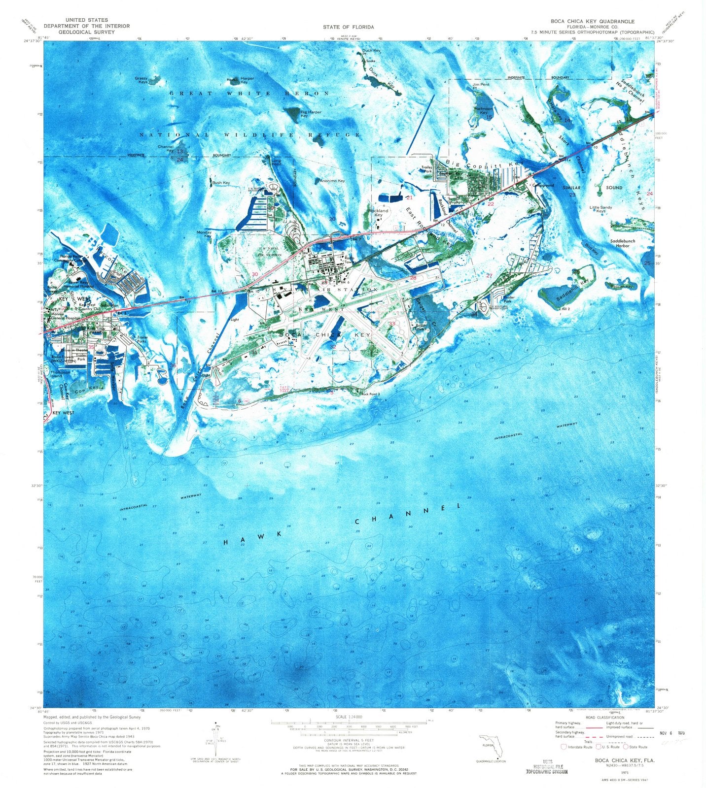 1971 Boca Chica Key, FL - Florida - USGS Topographic Map