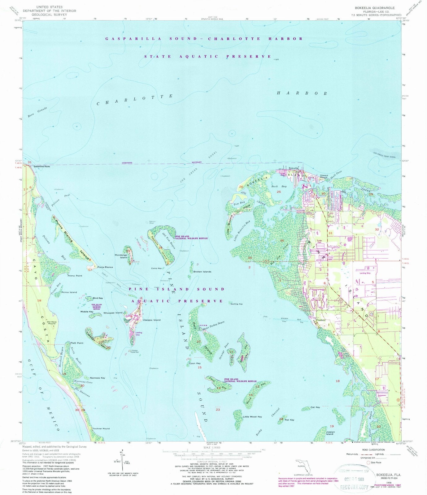 1958 Bokeelia, FL - Florida - USGS Topographic Map