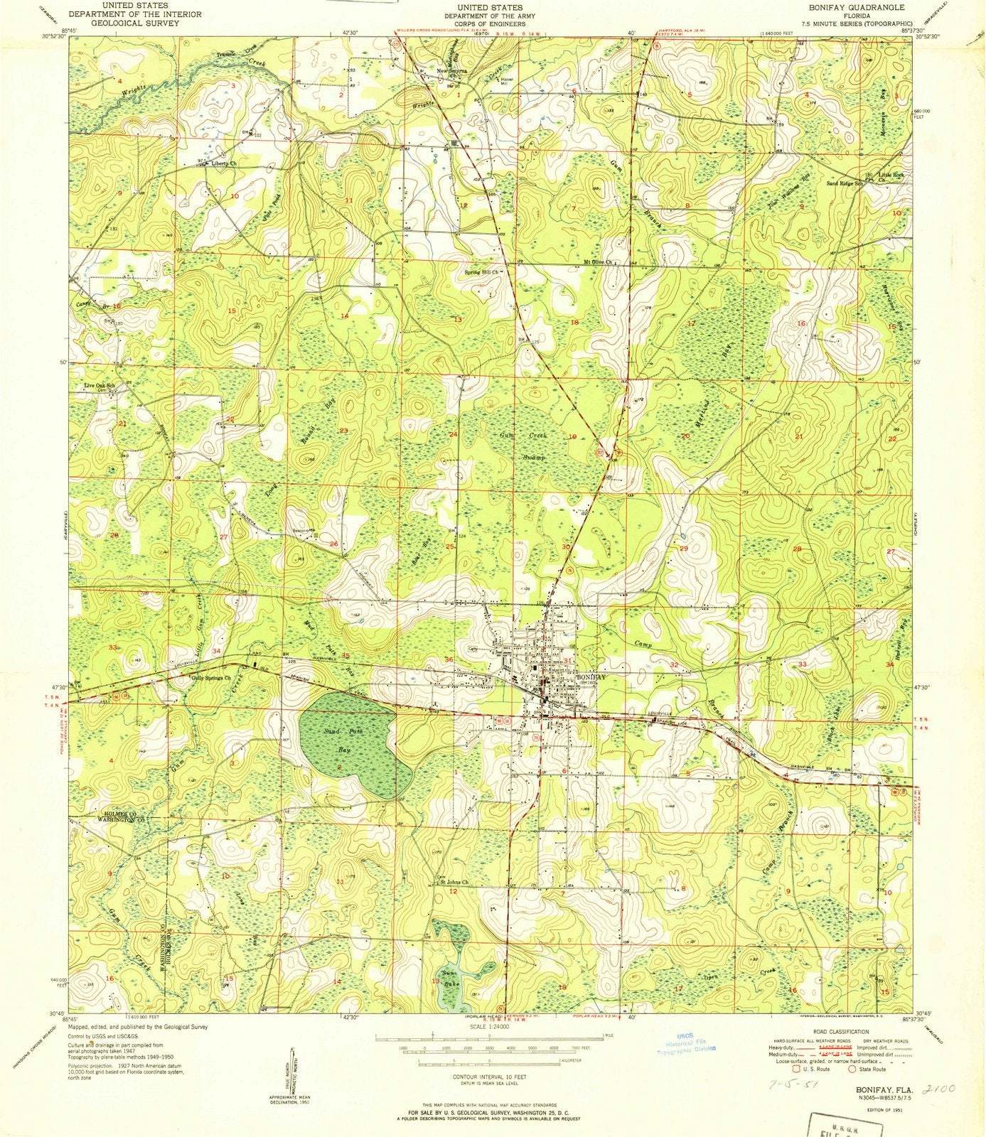 1951 Bonifay, FL - Florida - USGS Topographic Map
