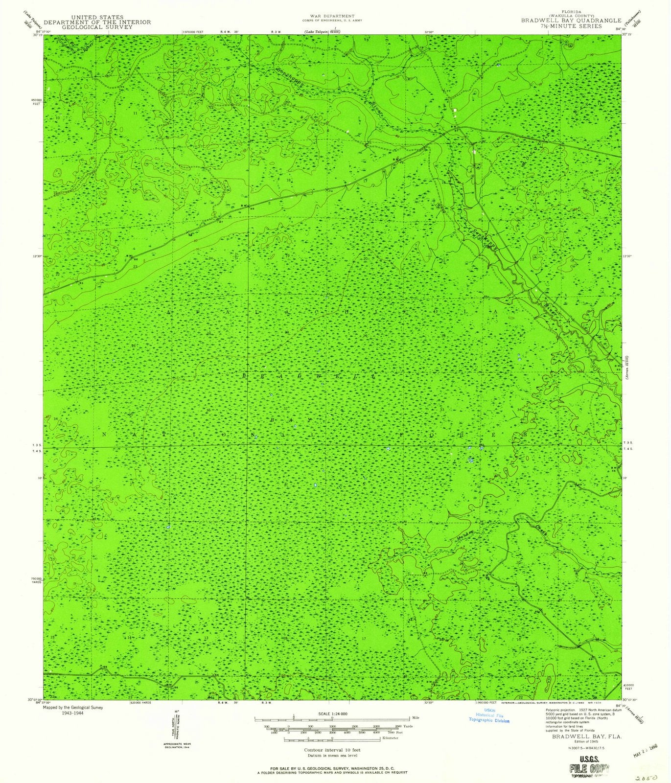 1945 Bradwell Bay, FL - Florida - USGS Topographic Map v2