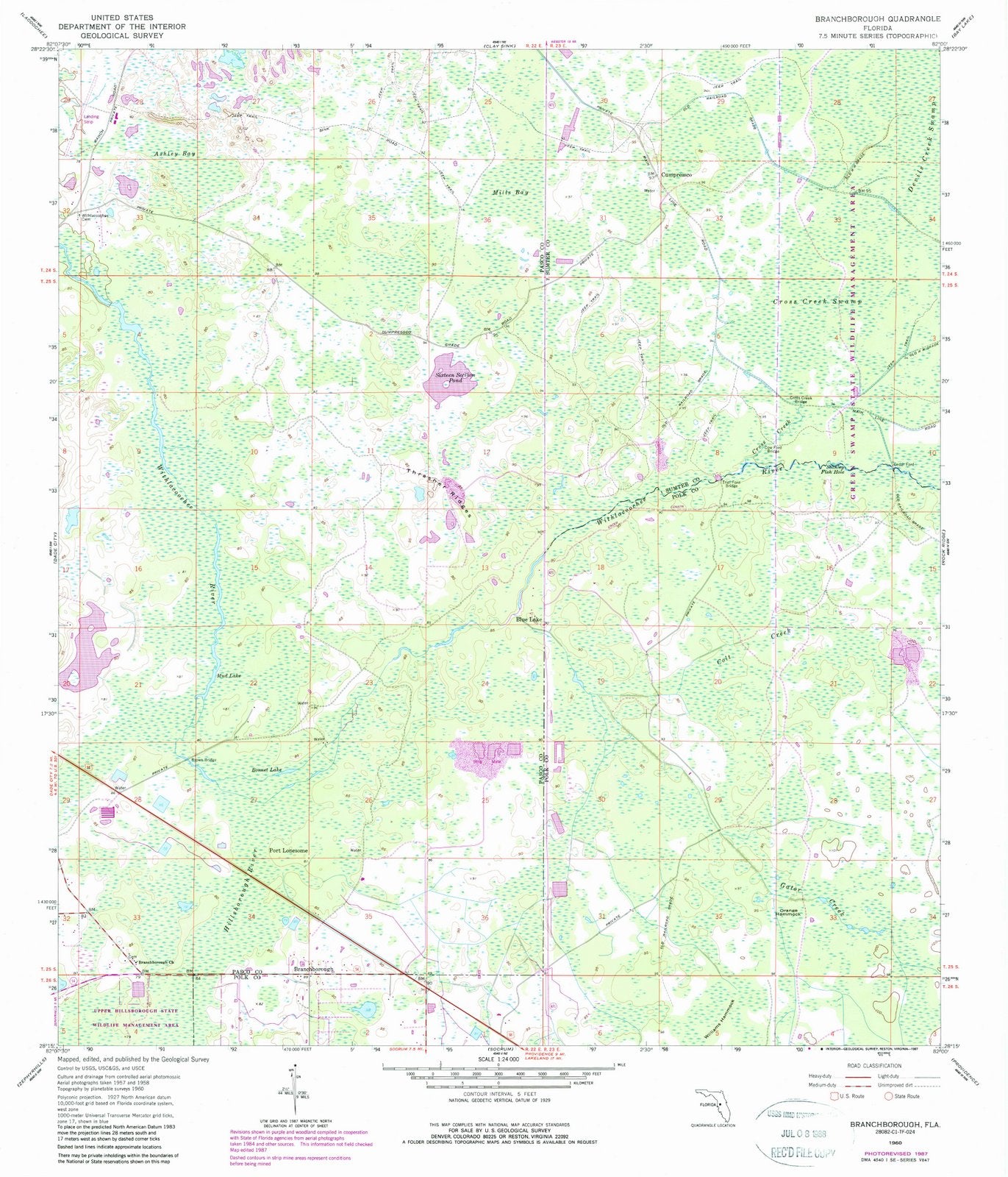 1960 Branchborough, FL - Florida - USGS Topographic Map