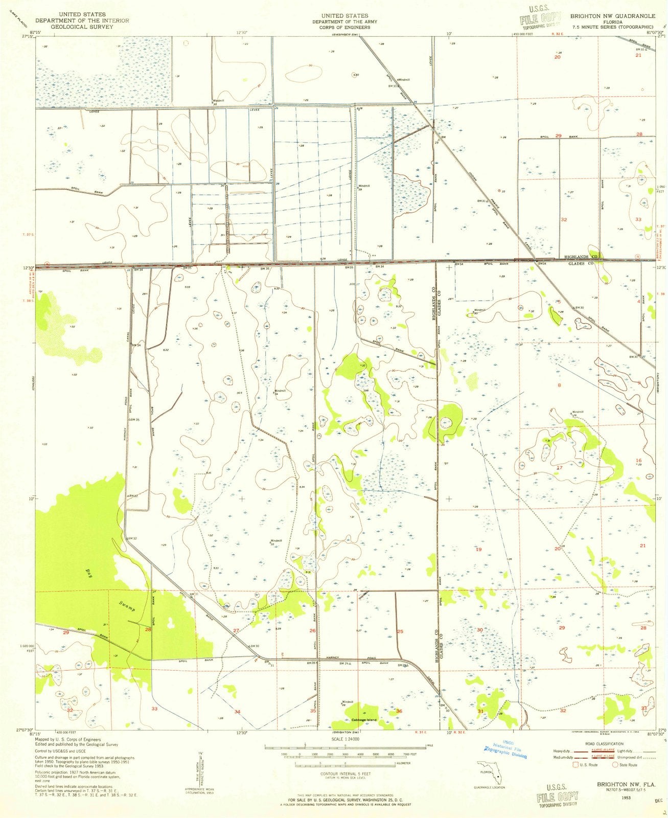 1953 Brighton, FL - Florida - USGS Topographic Map