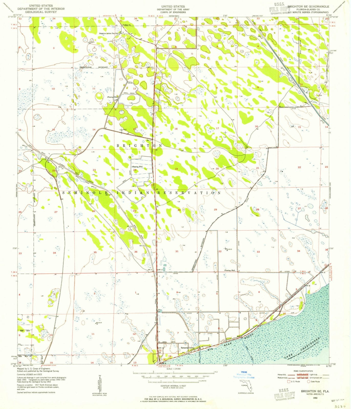 1953 Brighton, FL - Florida - USGS Topographic Map v2