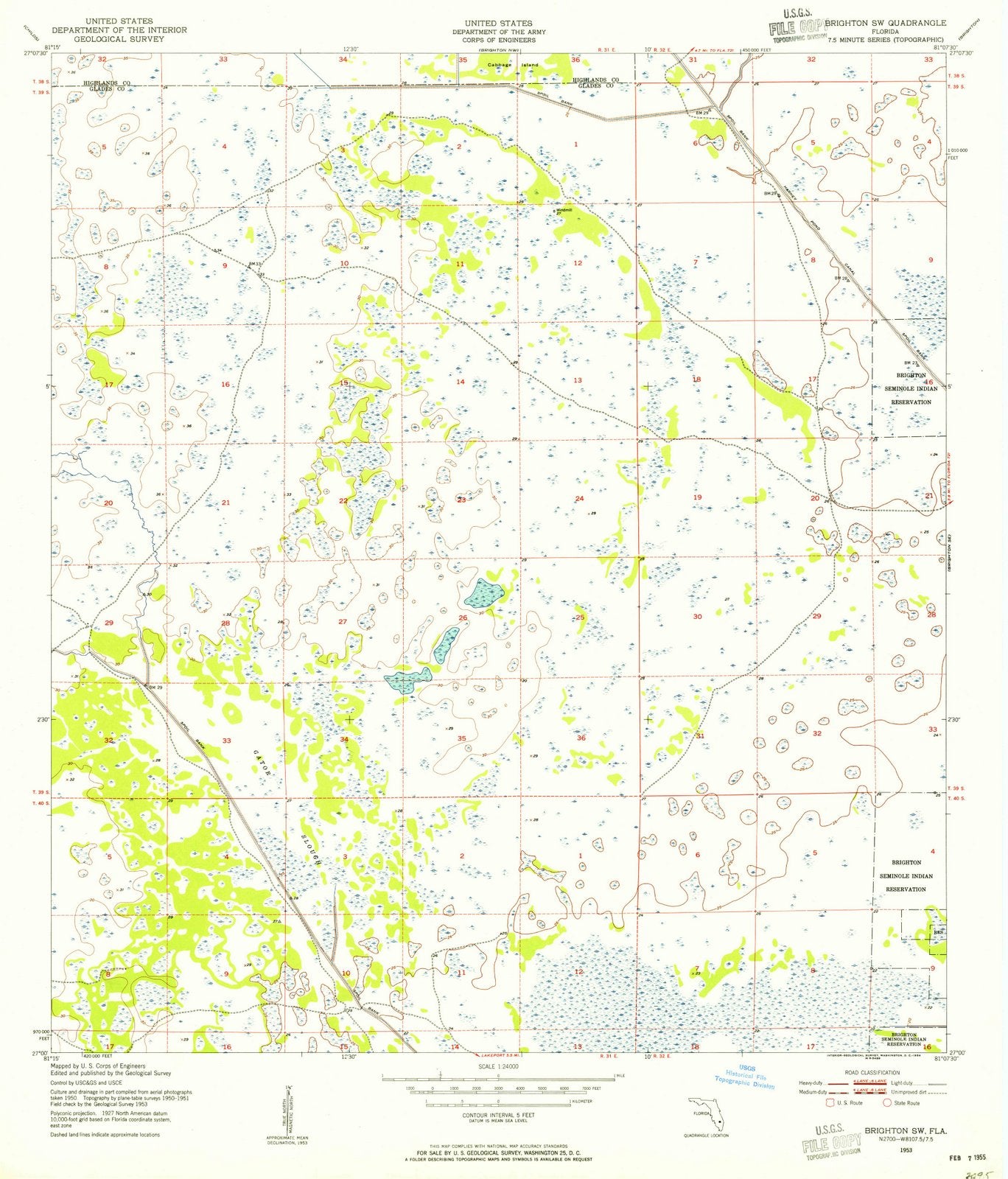 1953 Brighton, FL - Florida - USGS Topographic Map v3