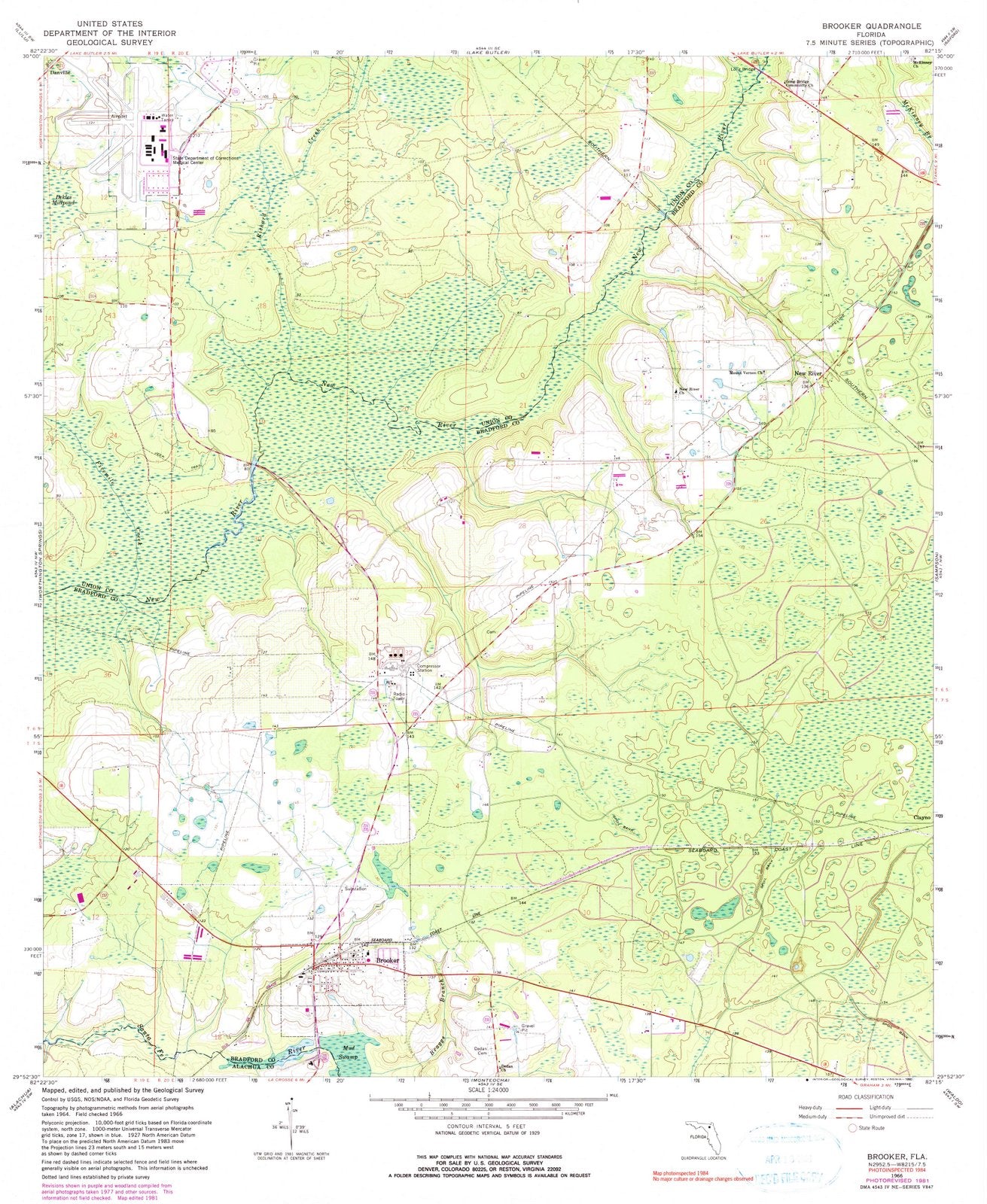 1966 Brooker, FL - Florida - USGS Topographic Map