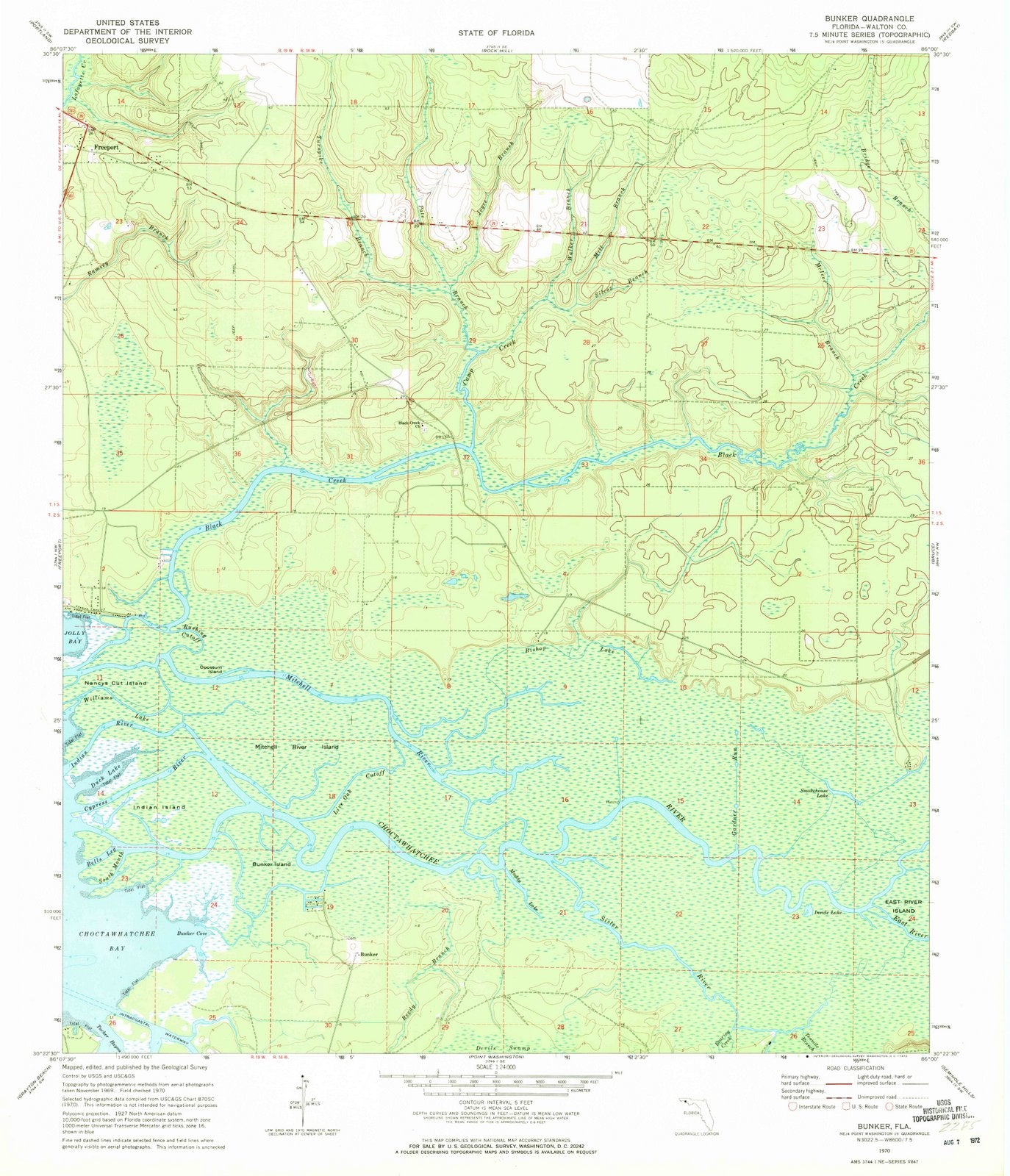 1970 Bunker, FL - Florida - USGS Topographic Map