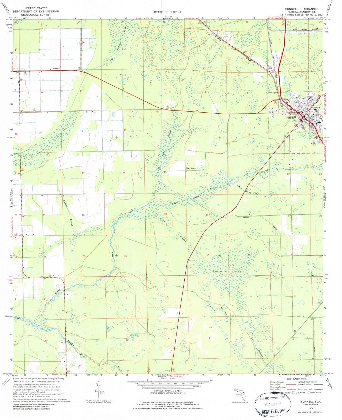 1970 Bunnell, FL - Florida - USGS Topographic Map