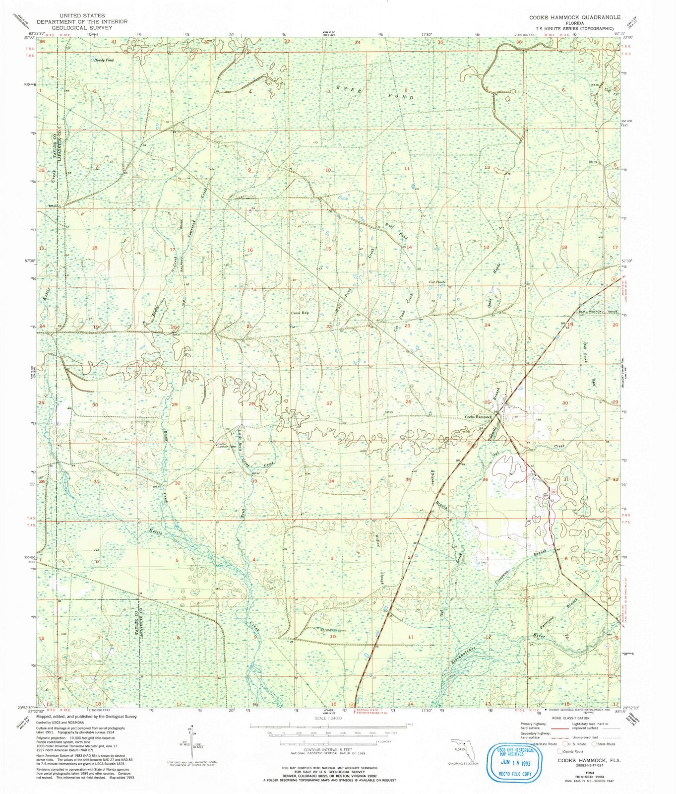1954 Cooks Hammock, FL - Florida - USGS Topographic Map