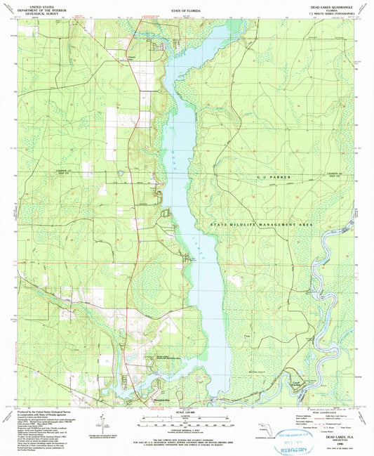 1990 Dead Lakes, FL - Florida - USGS Topographic Map