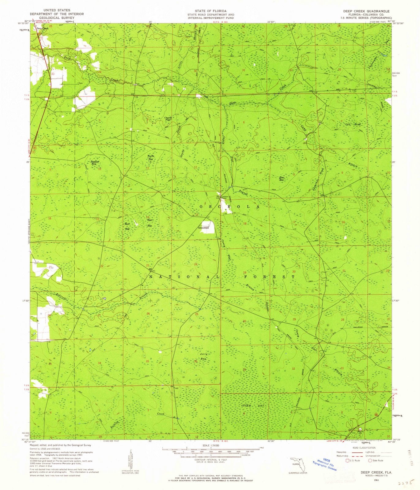 1961 Deep Creek, FL - Florida - USGS Topographic Map