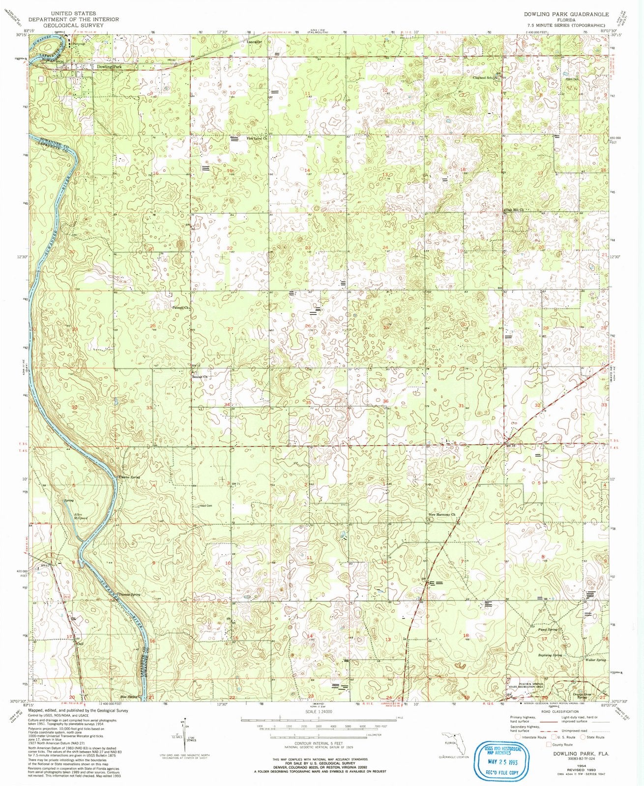 1954 Dowling Park, FL - Florida - USGS Topographic Map
