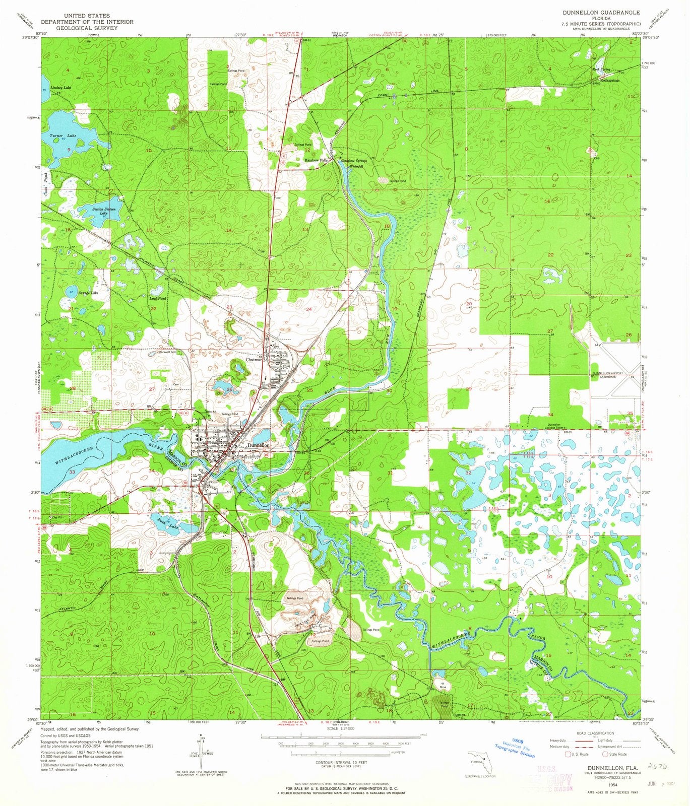 1954 Dunnellon, FL - Florida - USGS Topographic Map v2