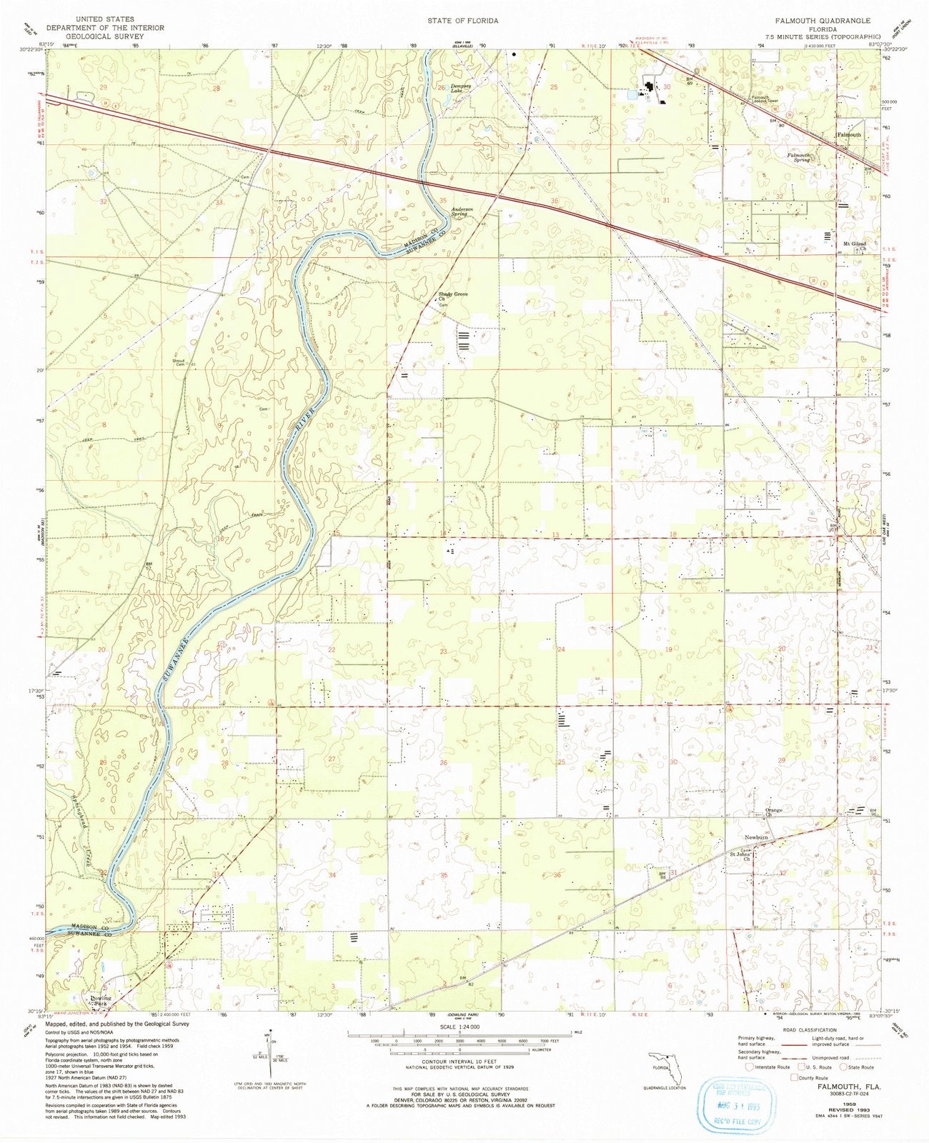 1959 Falmouth, FL - Florida - USGS Topographic Map
