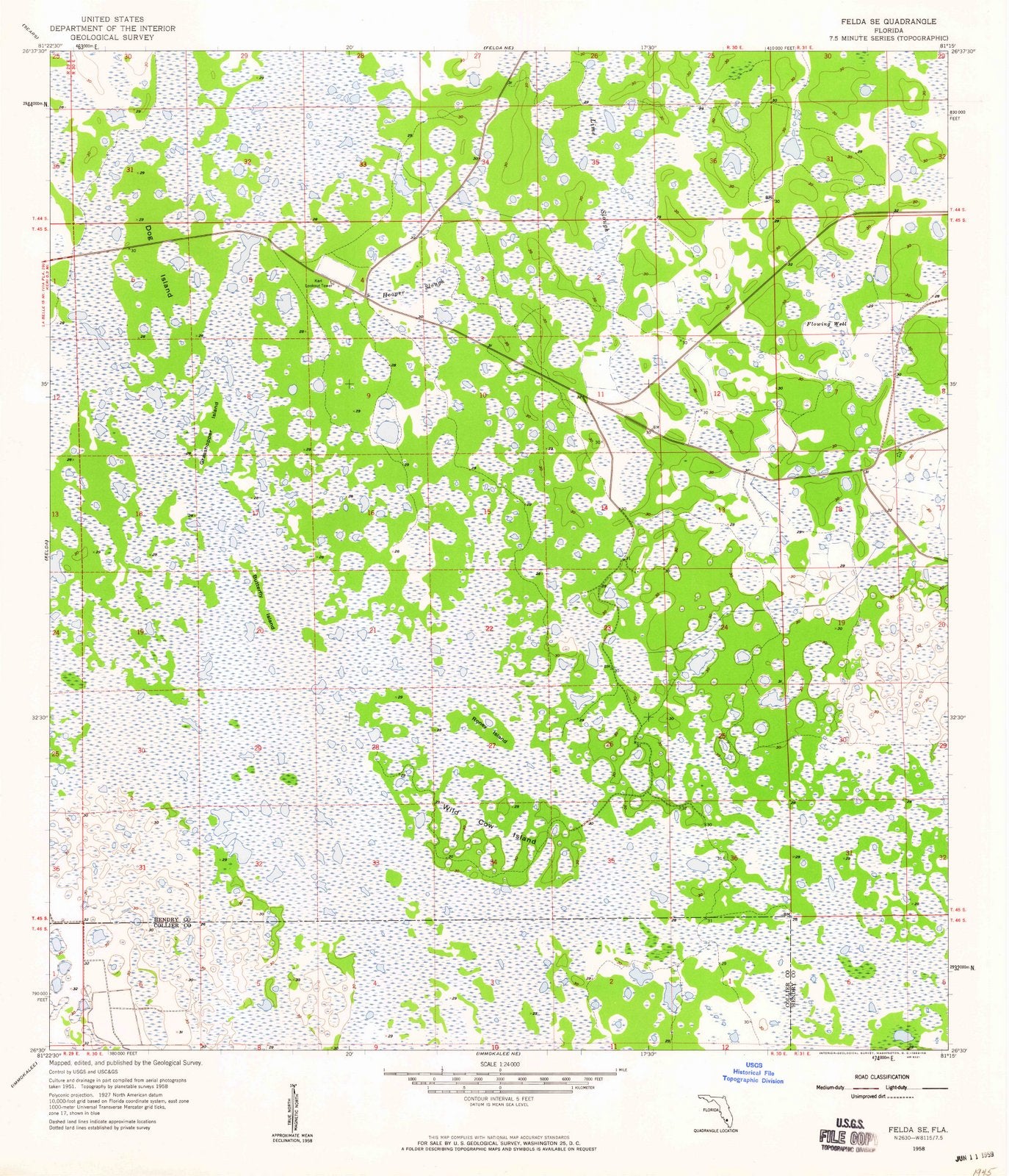 1958 Felda, FL - Florida - USGS Topographic Map v2