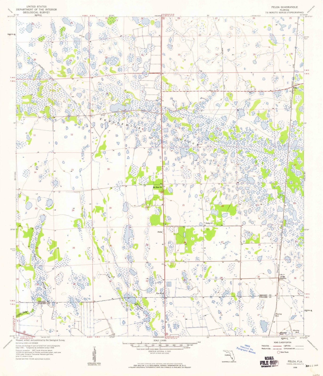 1958 Felda, FL - Florida - USGS Topographic Map v3