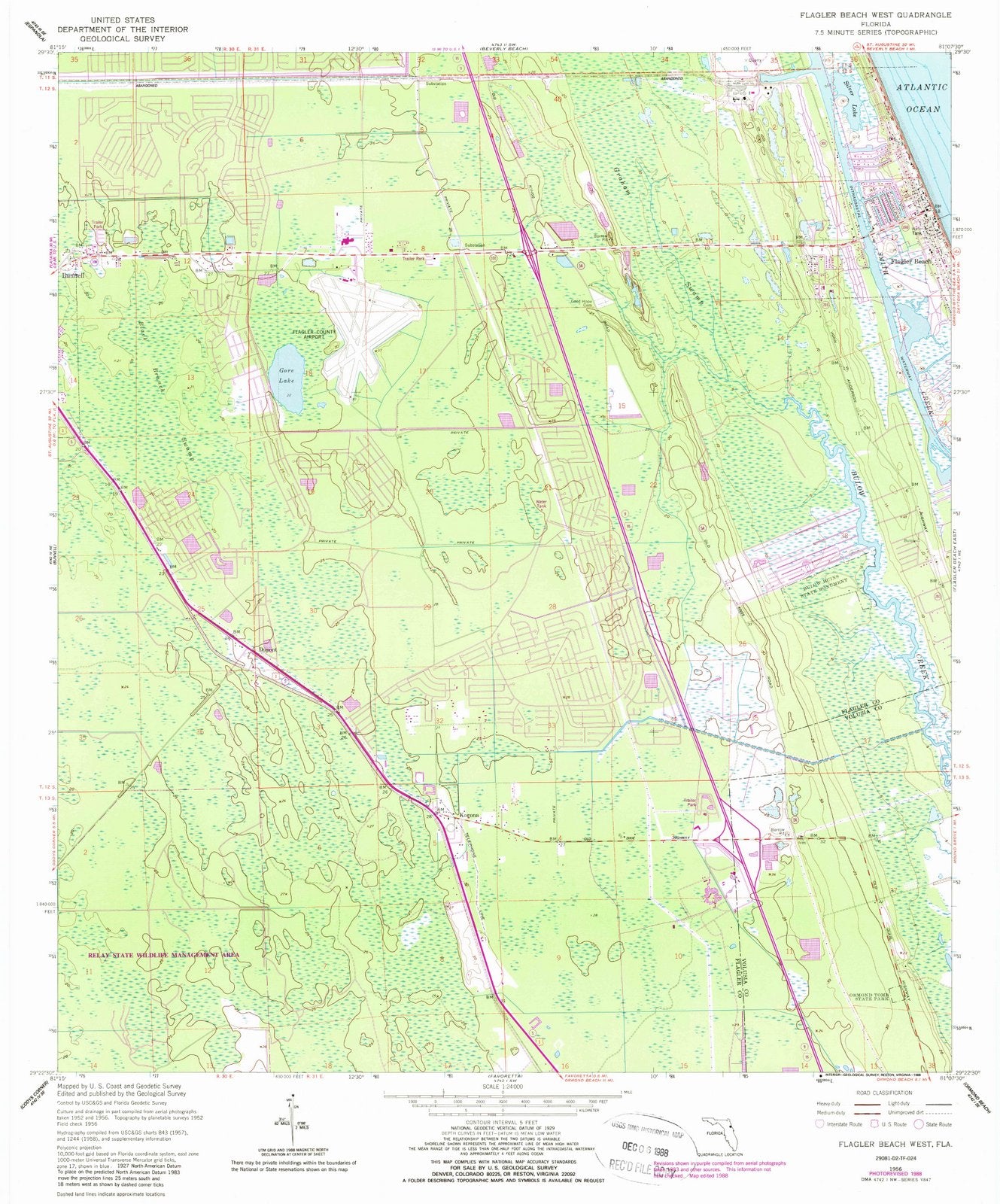 1956 Flagler Beach West, FL - Florida - USGS Topographic Map