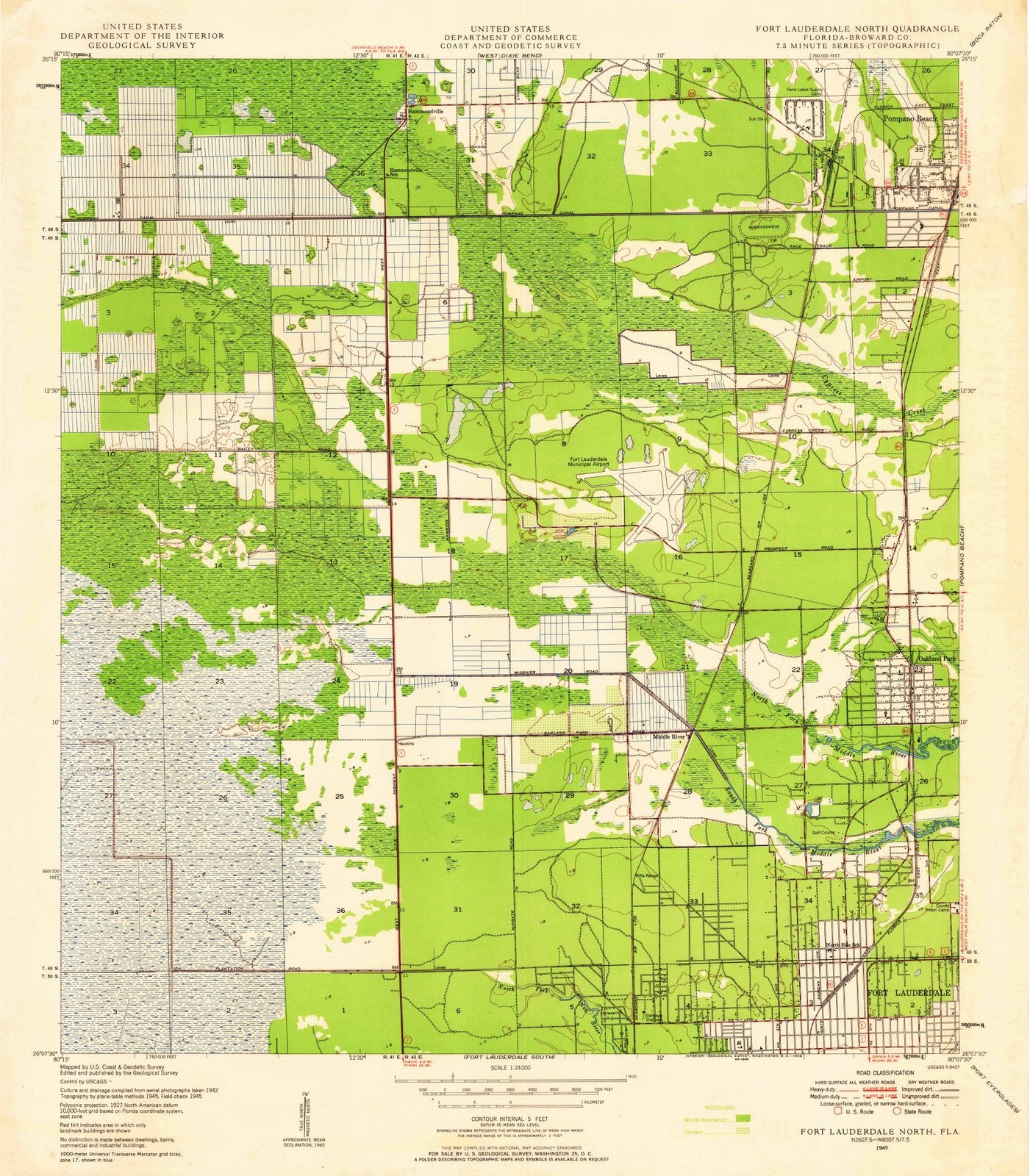 1945 Fort Lauderdale North, FL - Florida - USGS Topographic Map