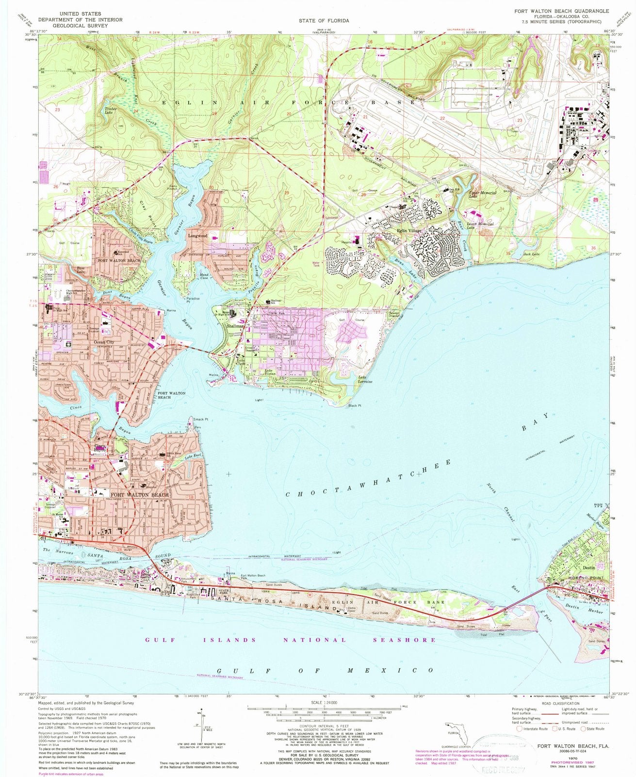 1970 Fort Walton Beach, FL - Florida - USGS Topographic Map