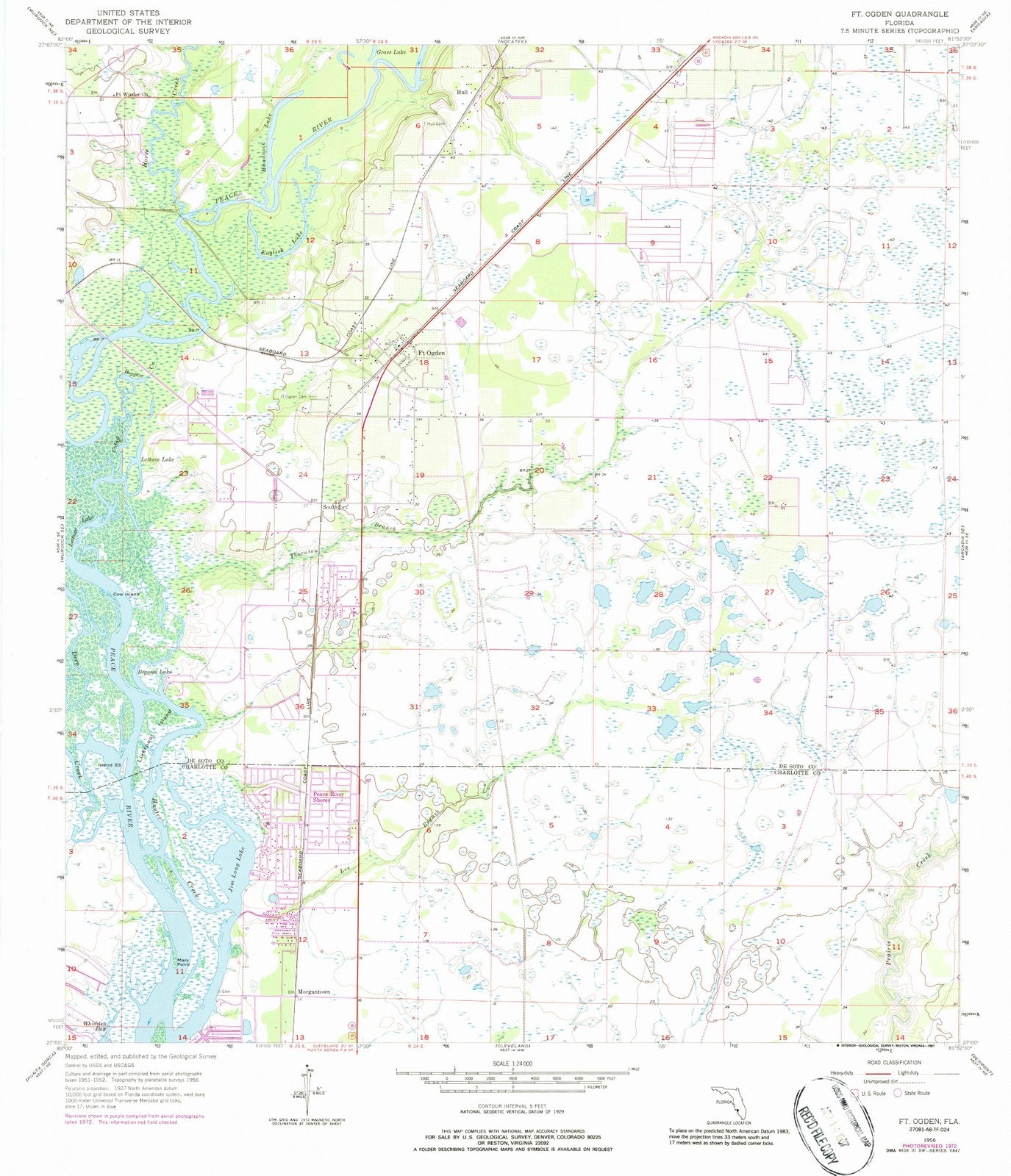 1956 Ft. Ogden, FL - Florida - USGS Topographic Map