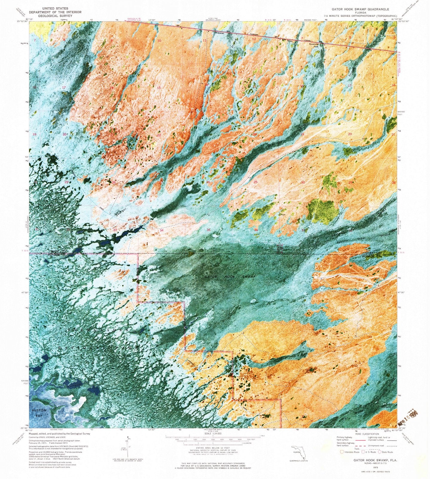 1973 Gator Hookamp, FL - Florida - USGS Topographic Map