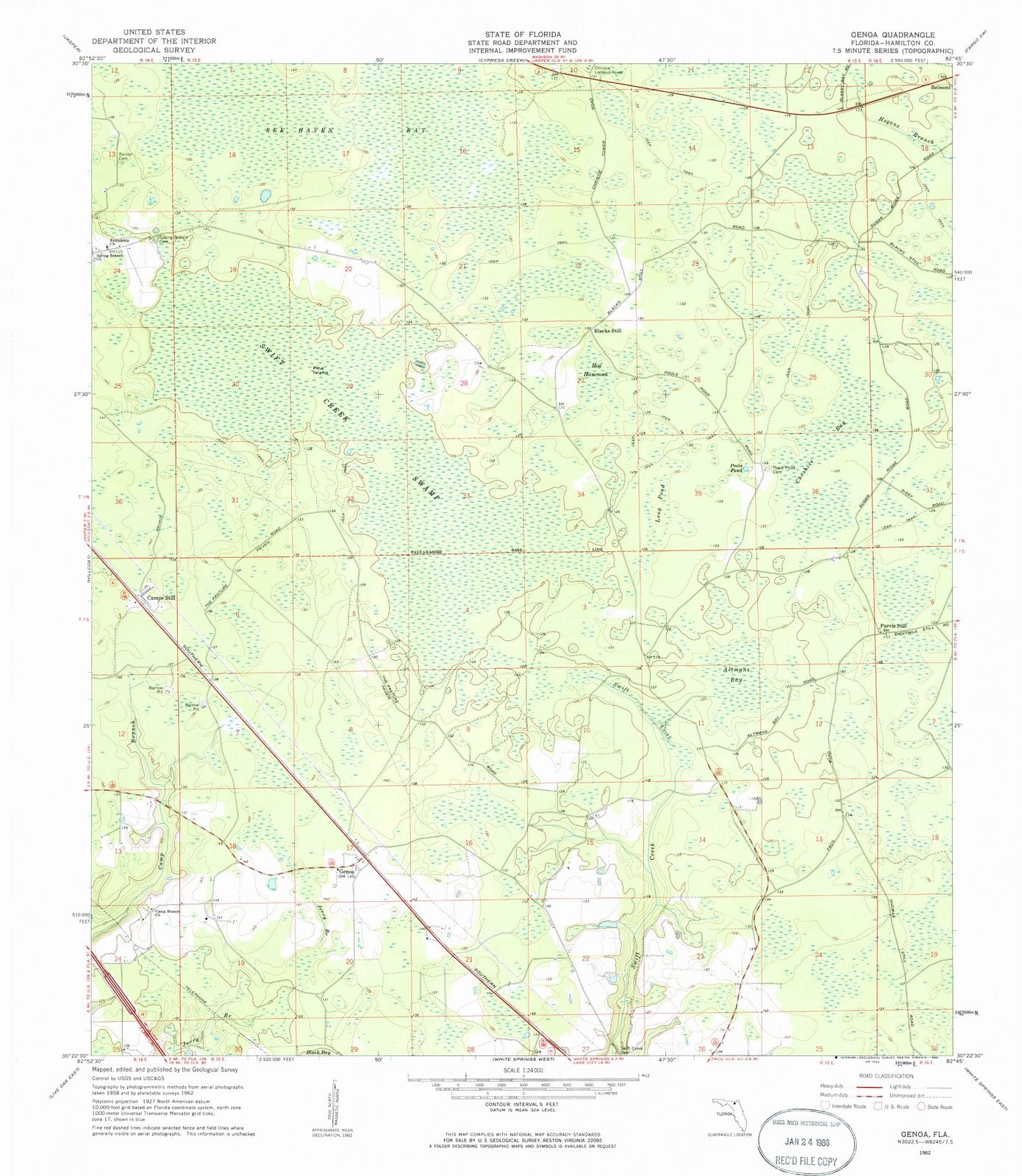 1962 Genoa, FL - Florida - USGS Topographic Map