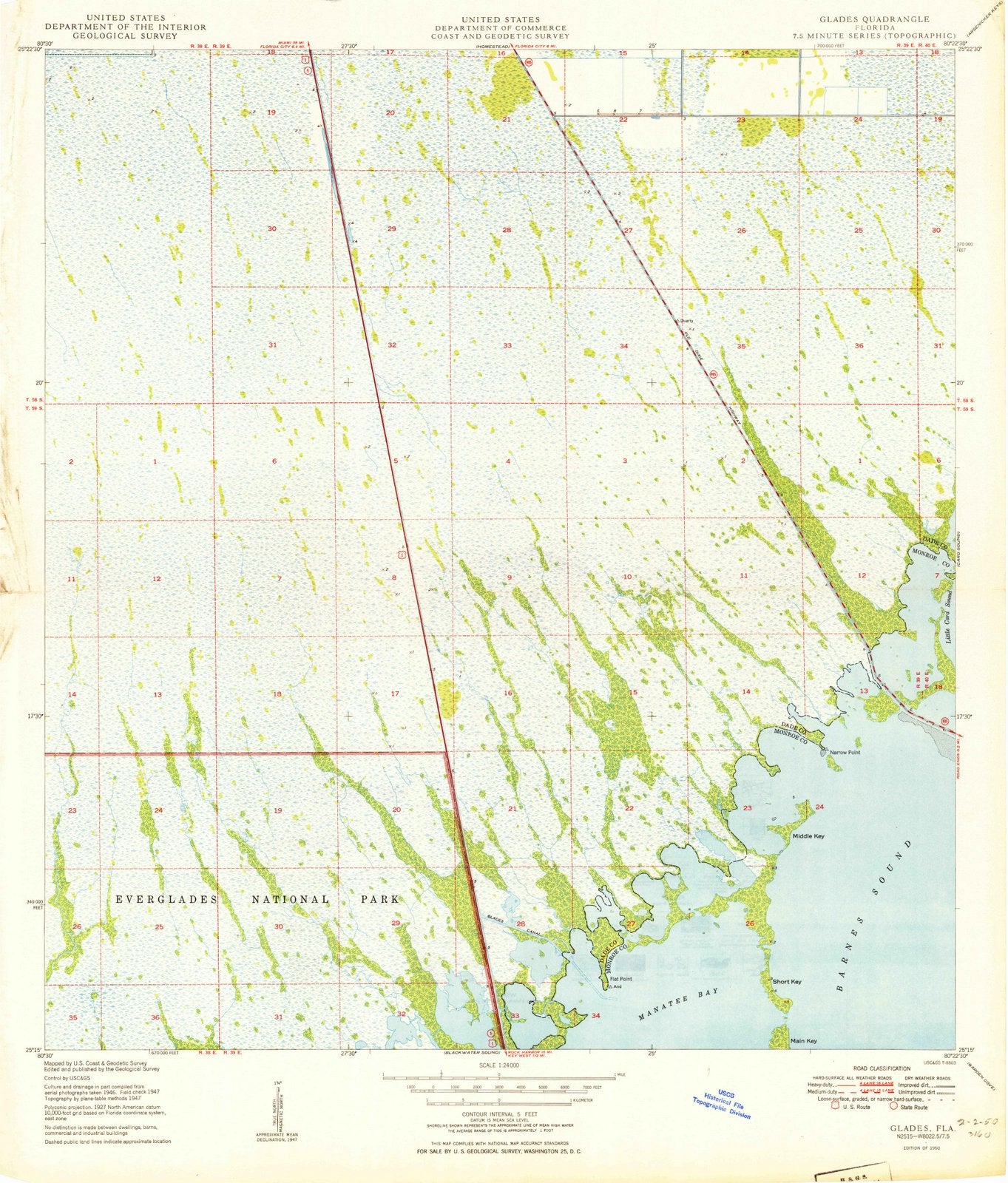 1950 Balance of Glades County, FL - Florida - USGS Topographic Map
