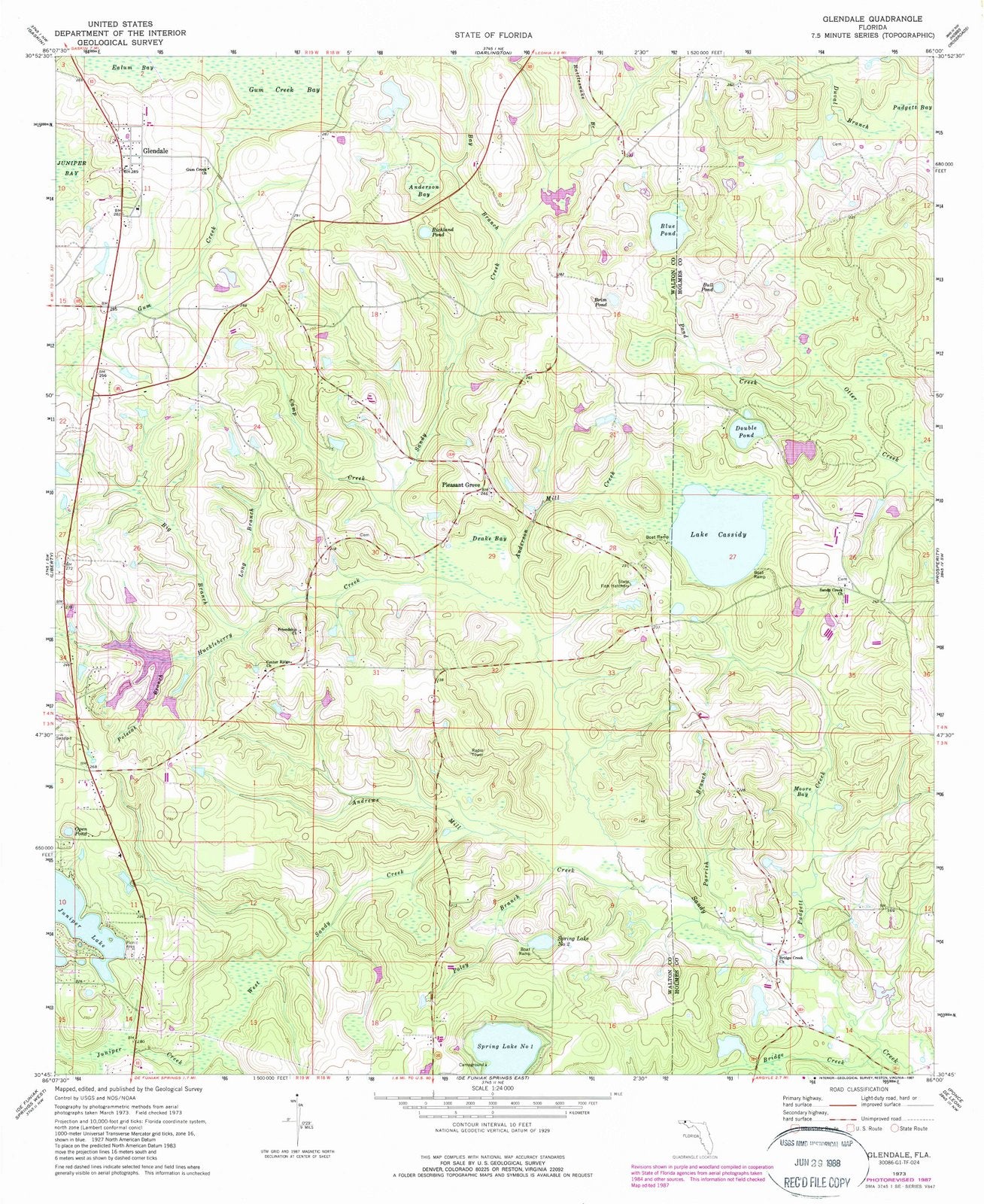 1973 Glendale, FL - Florida - USGS Topographic Map