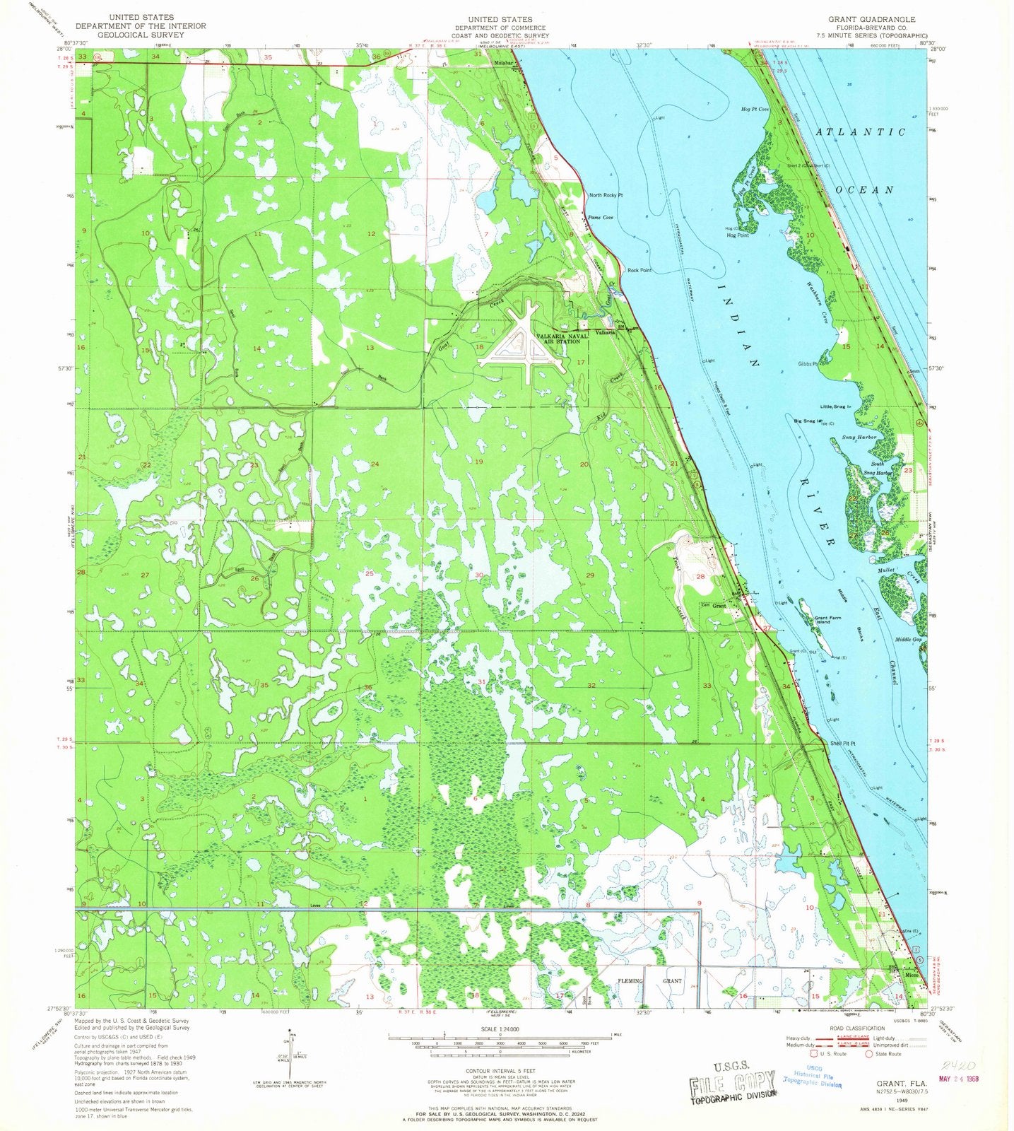 1949 Grant, FL - Florida - USGS Topographic Map