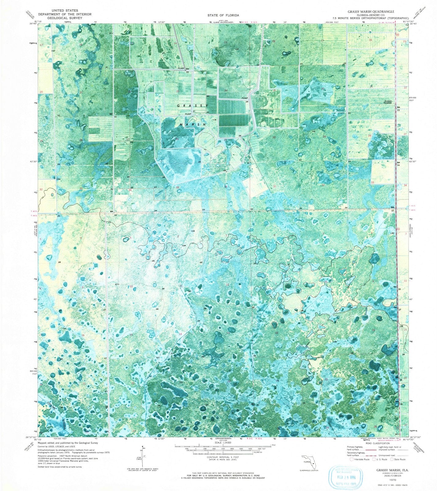 1970 Grassy Marsh, FL - Florida - USGS Topographic Map