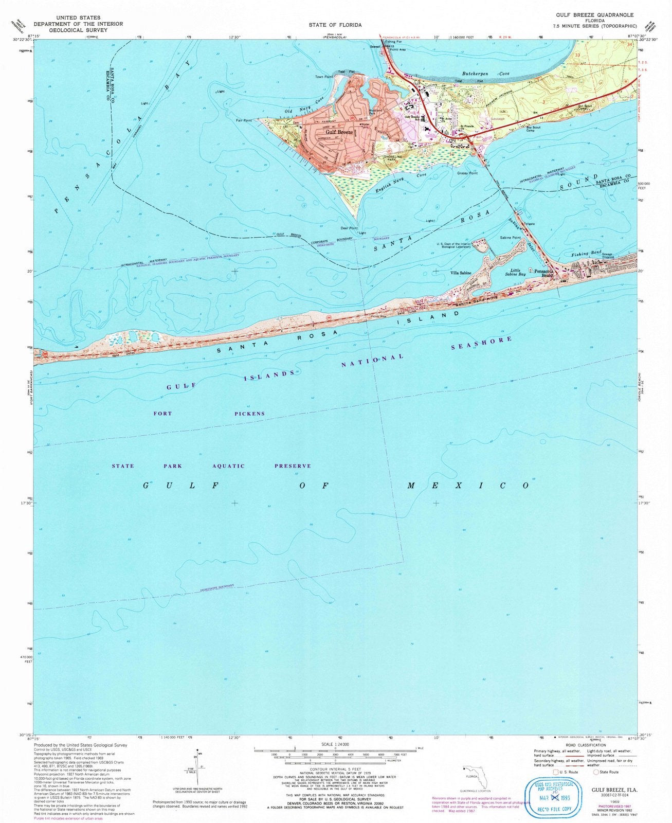 1969 Gulf Breeze, FL - Florida - USGS Topographic Map