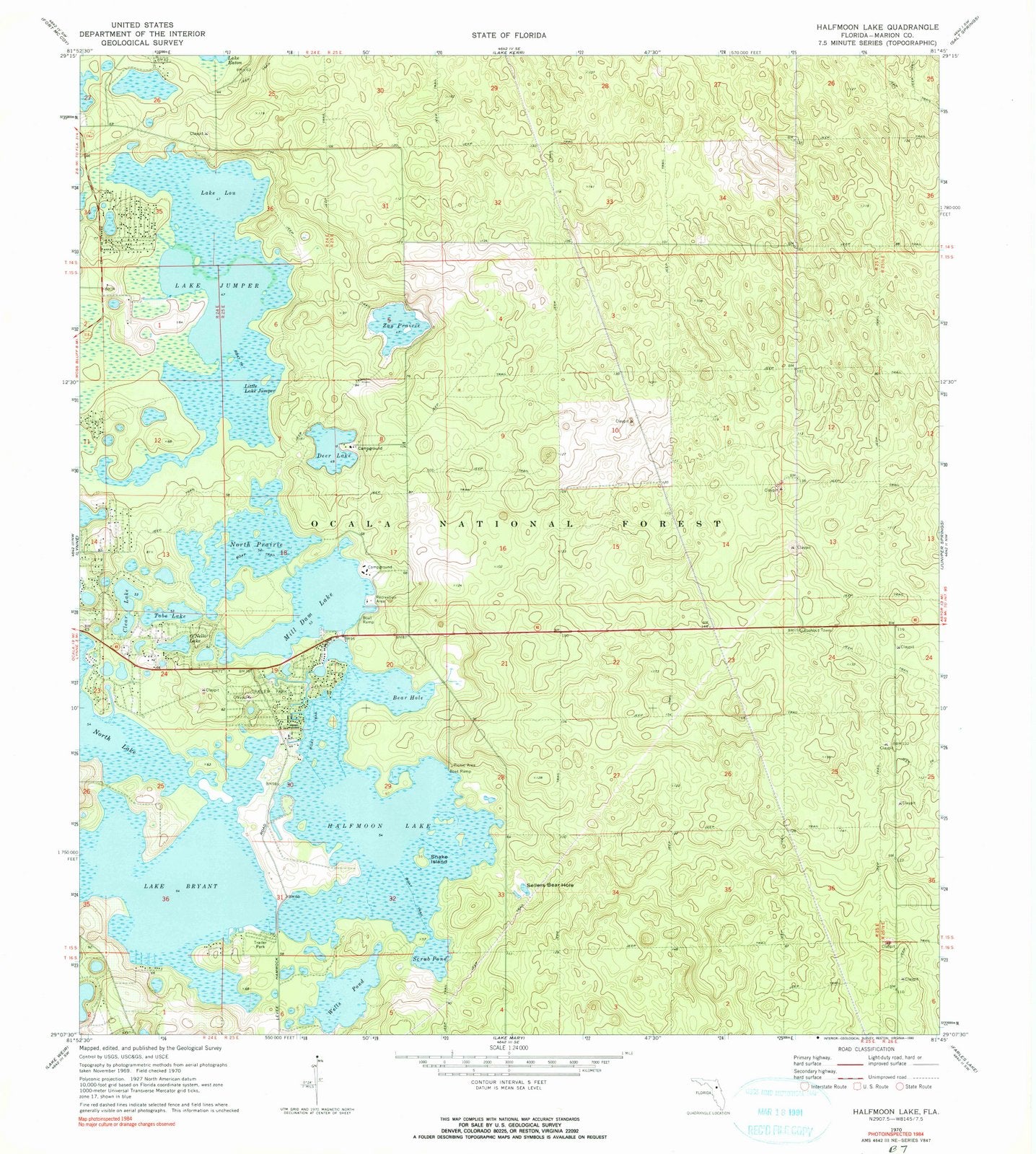 1970 Halfmoon Lake, FL - Florida - USGS Topographic Map