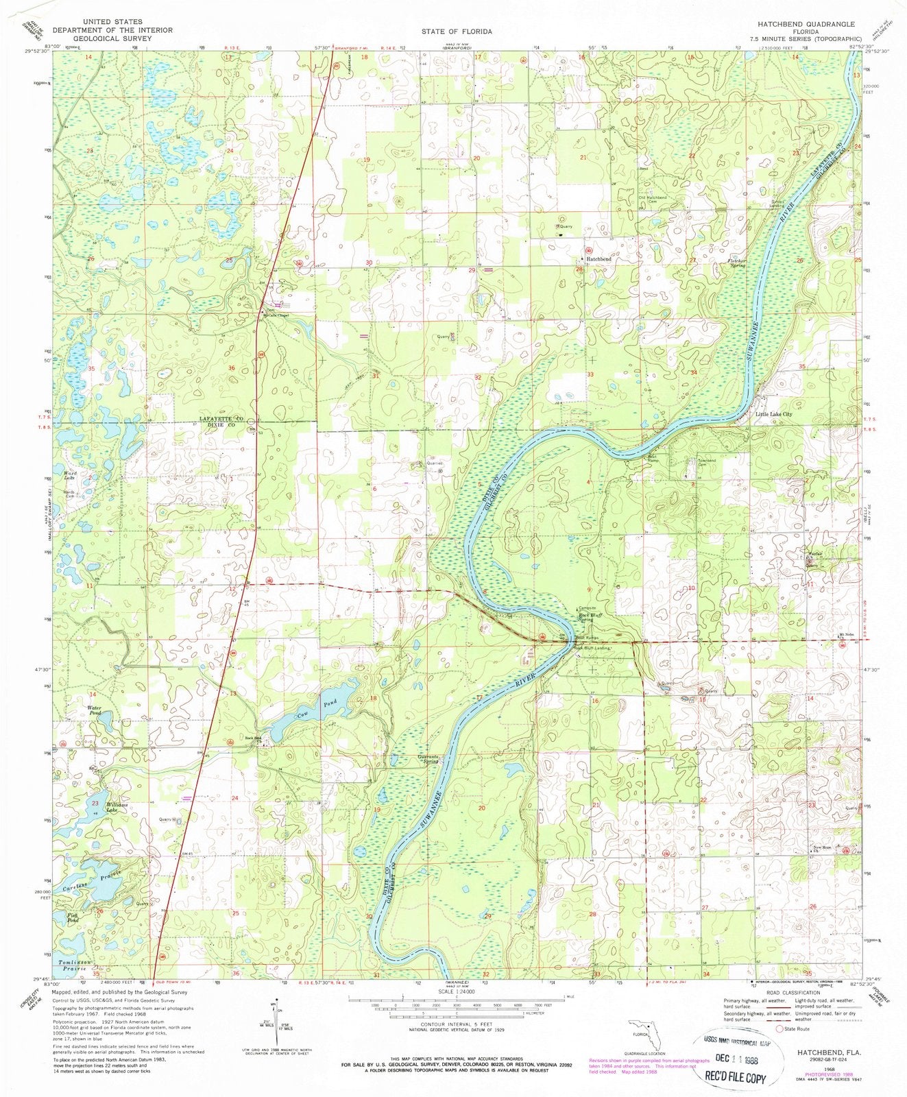 1968 Hatchbend, FL - Florida - USGS Topographic Map