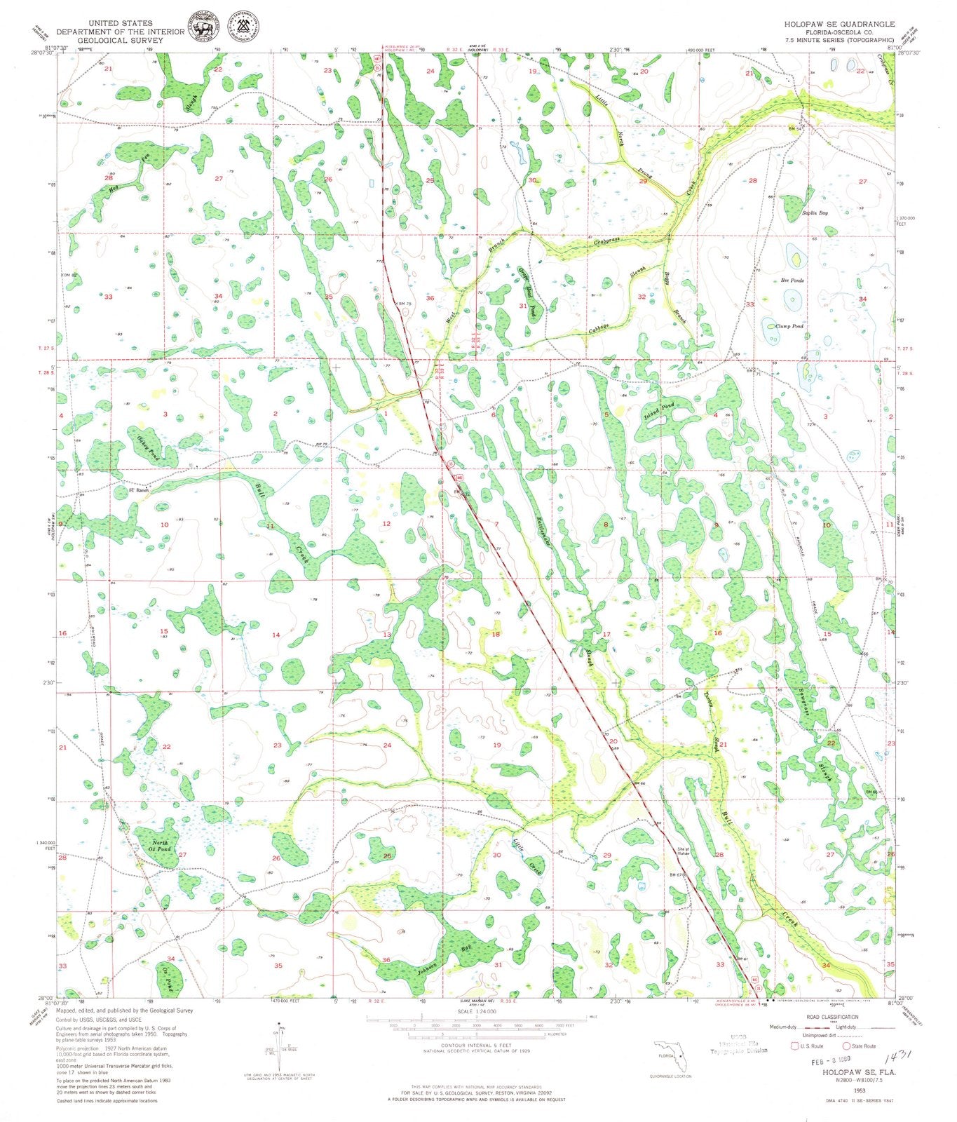 1953 Holopaw, FL - Florida - USGS Topographic Map