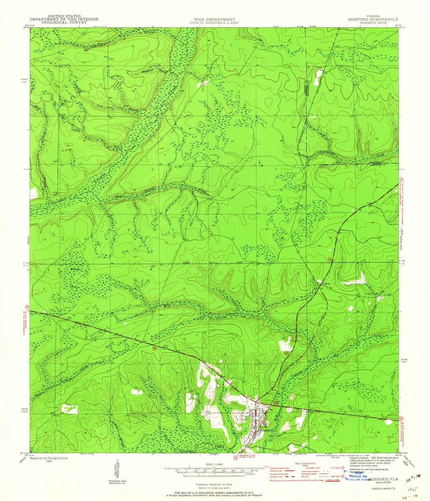 1945 Hosford, FL - Florida - USGS Topographic Map v2