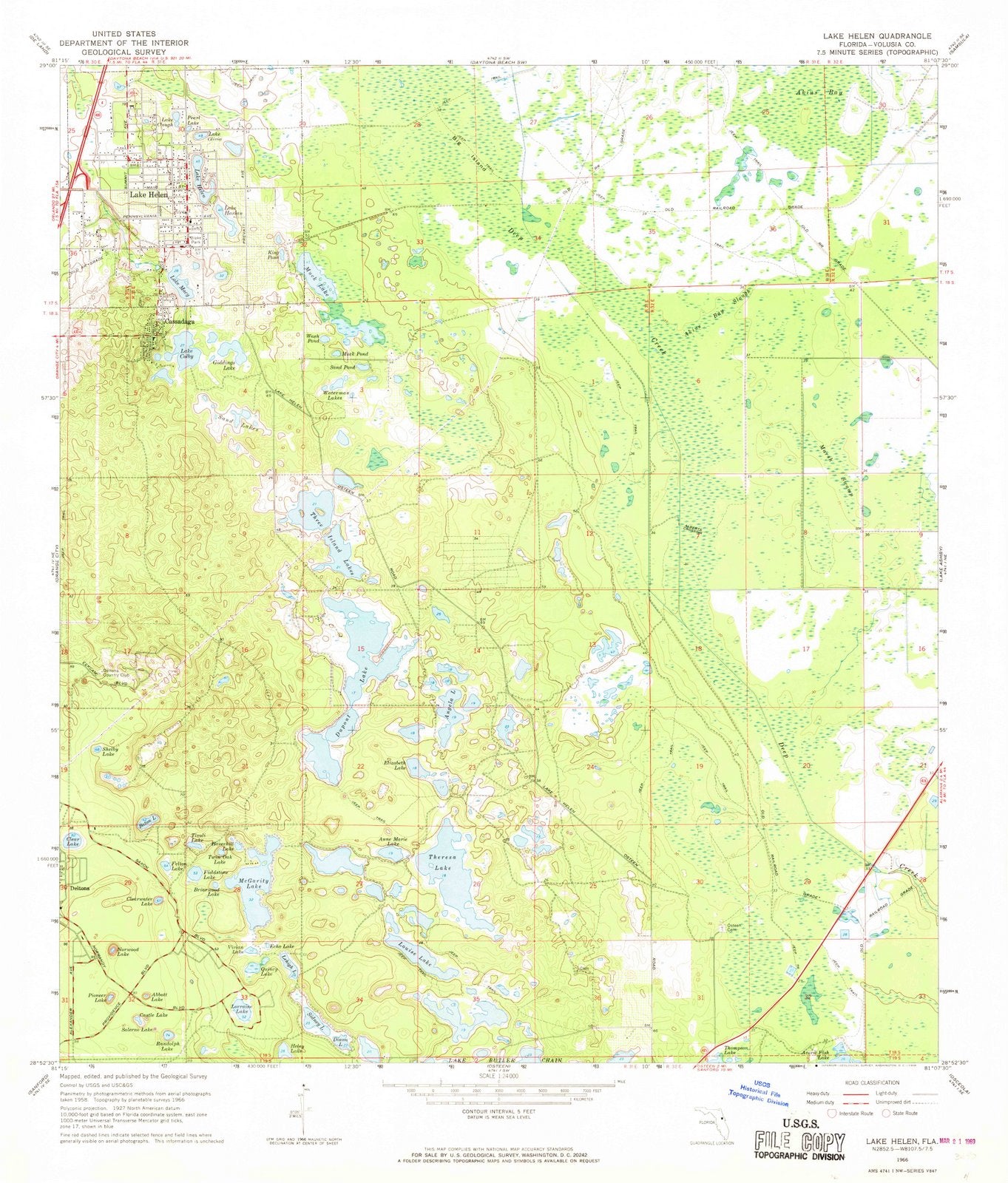 1966 Lake Helen, FL - Florida - USGS Topographic Map