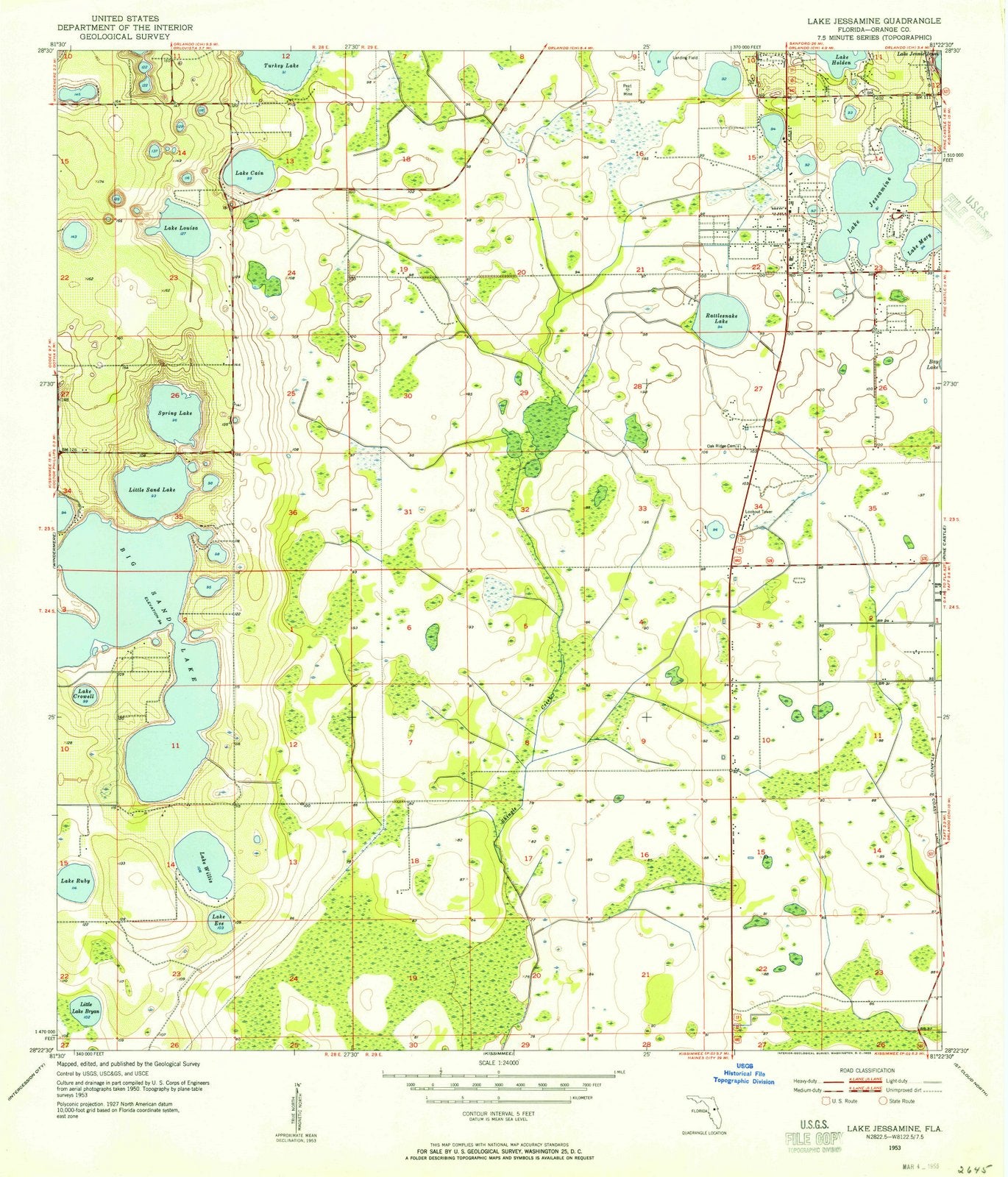 1953 Lake Jessamine, FL - Florida - USGS Topographic Map