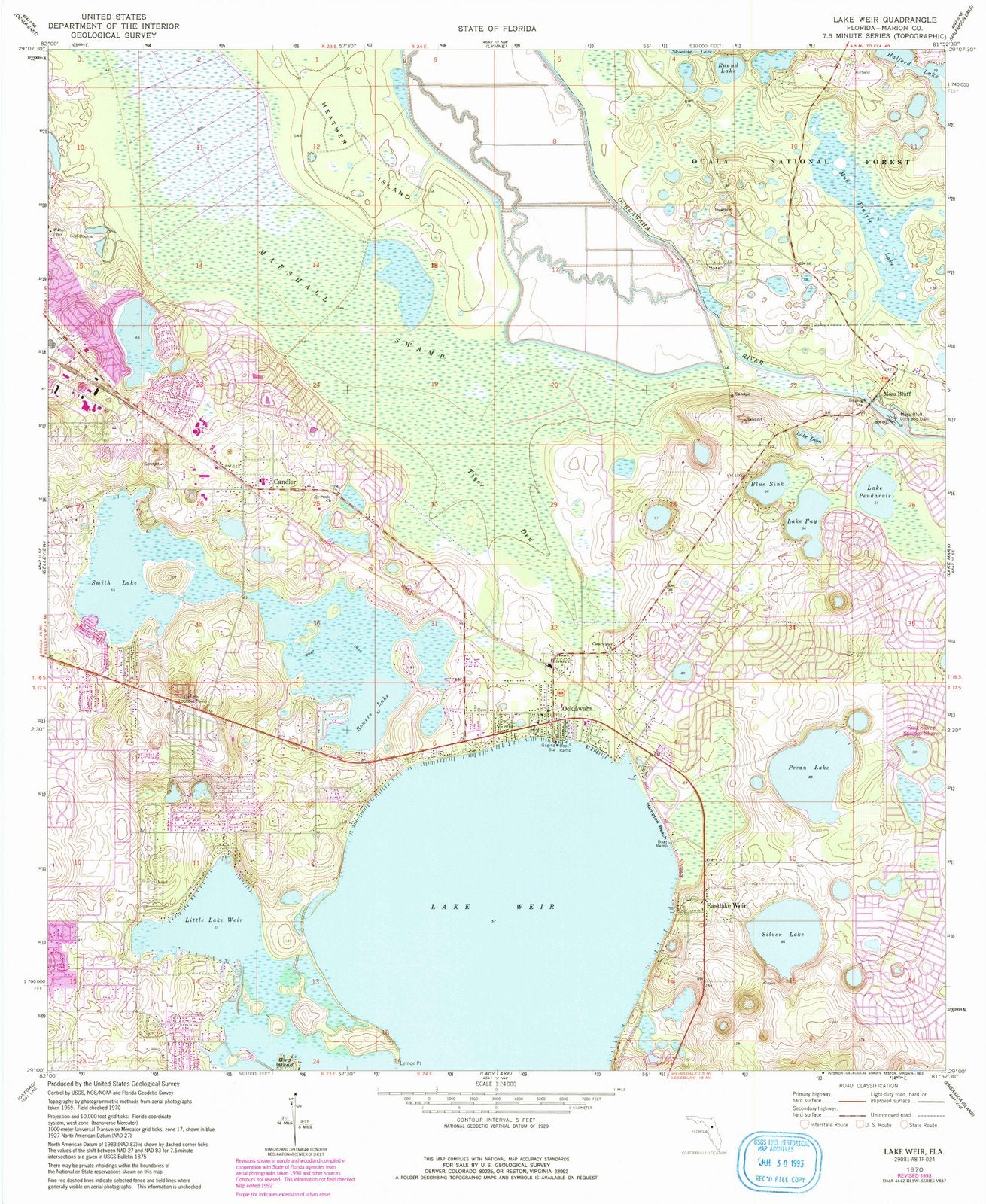 1970 Lake Weir, FL - Florida - USGS Topographic Map