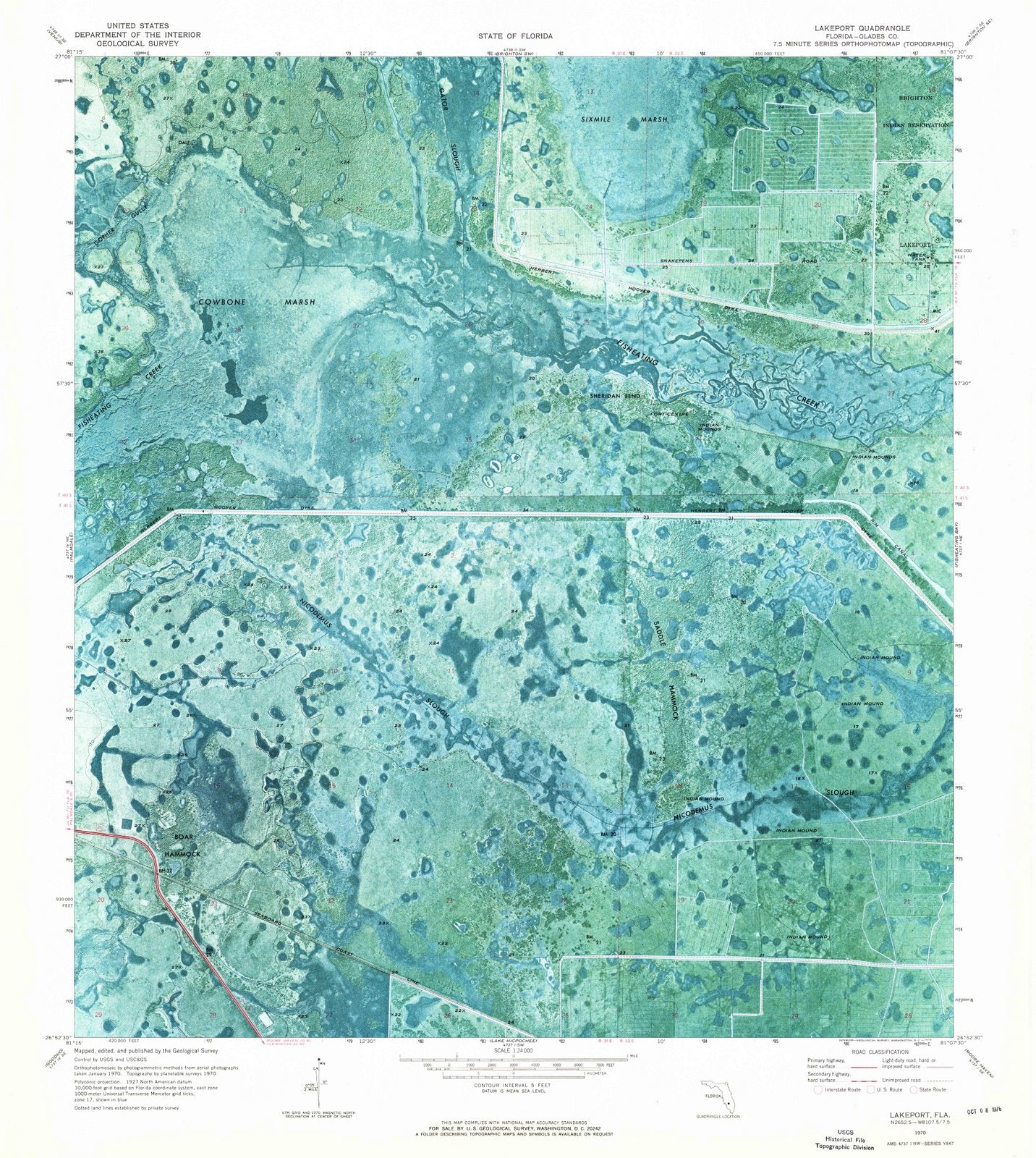 1970 Lakeport, FL - Florida - USGS Topographic Map