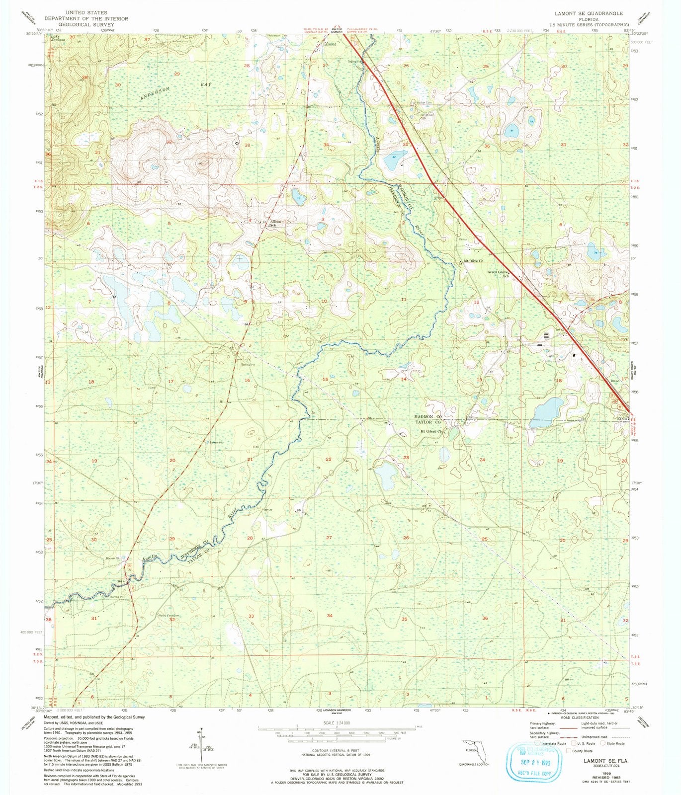 1955 Lamont, FL - Florida - USGS Topographic Map
