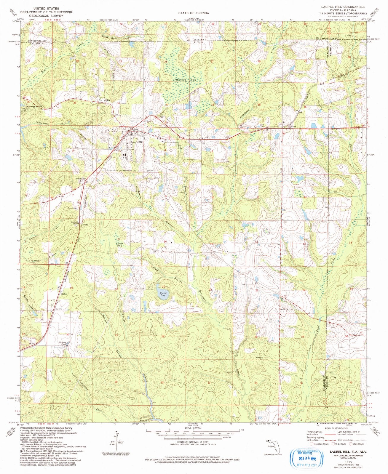 1973 Laurel Hill, FL - Florida - USGS Topographic Map