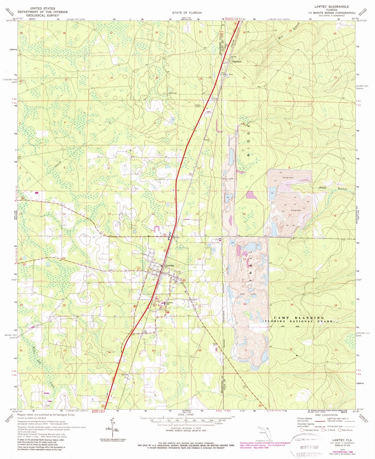 1970 Lawtey, FL - Florida - USGS Topographic Map