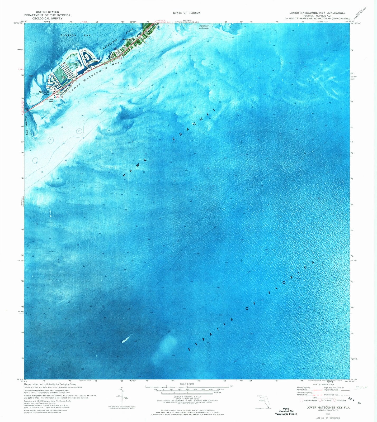1971 Lower Matecumbe Key, FL - Florida - USGS Topographic Map