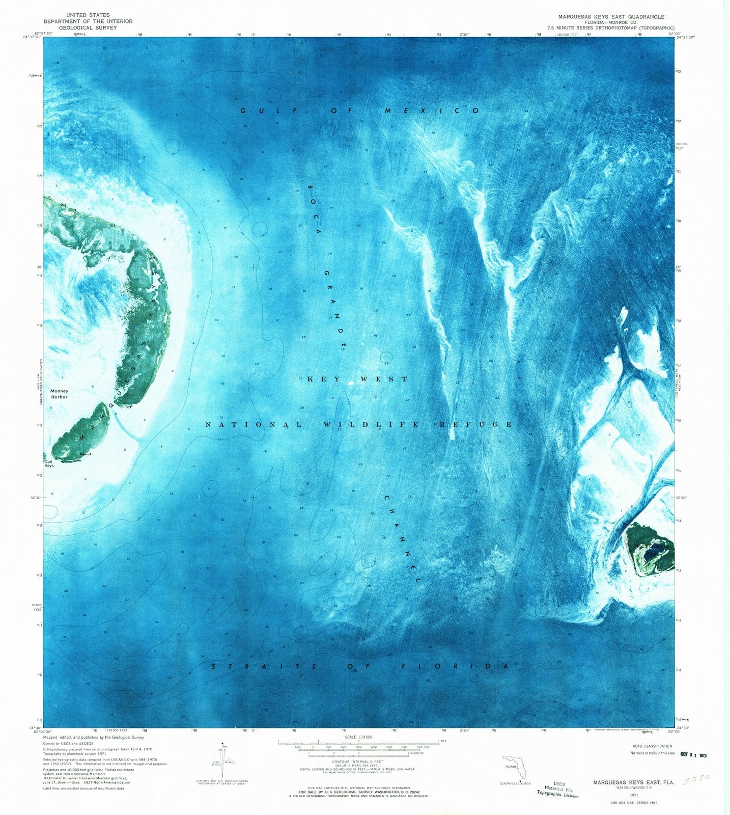 1971 Marquesas Keys East, FL - Florida - USGS Topographic Map
